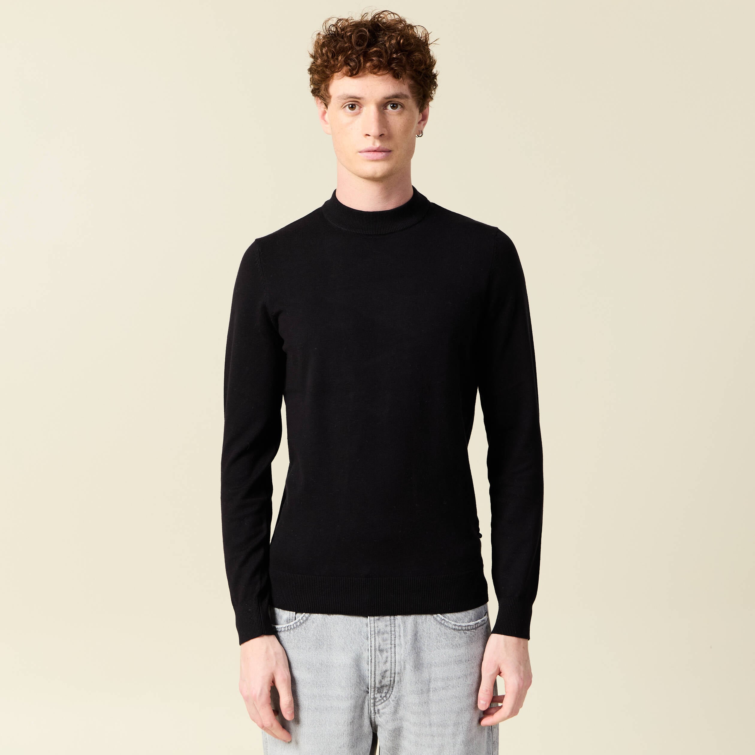 Pull manches longues noir homme