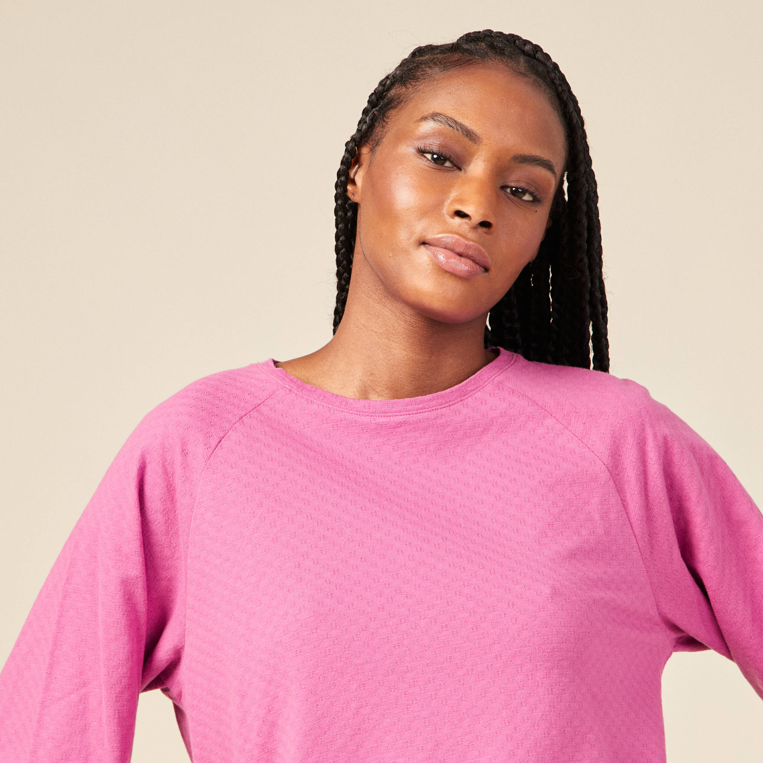 Tee shirt manche longue rose on sale