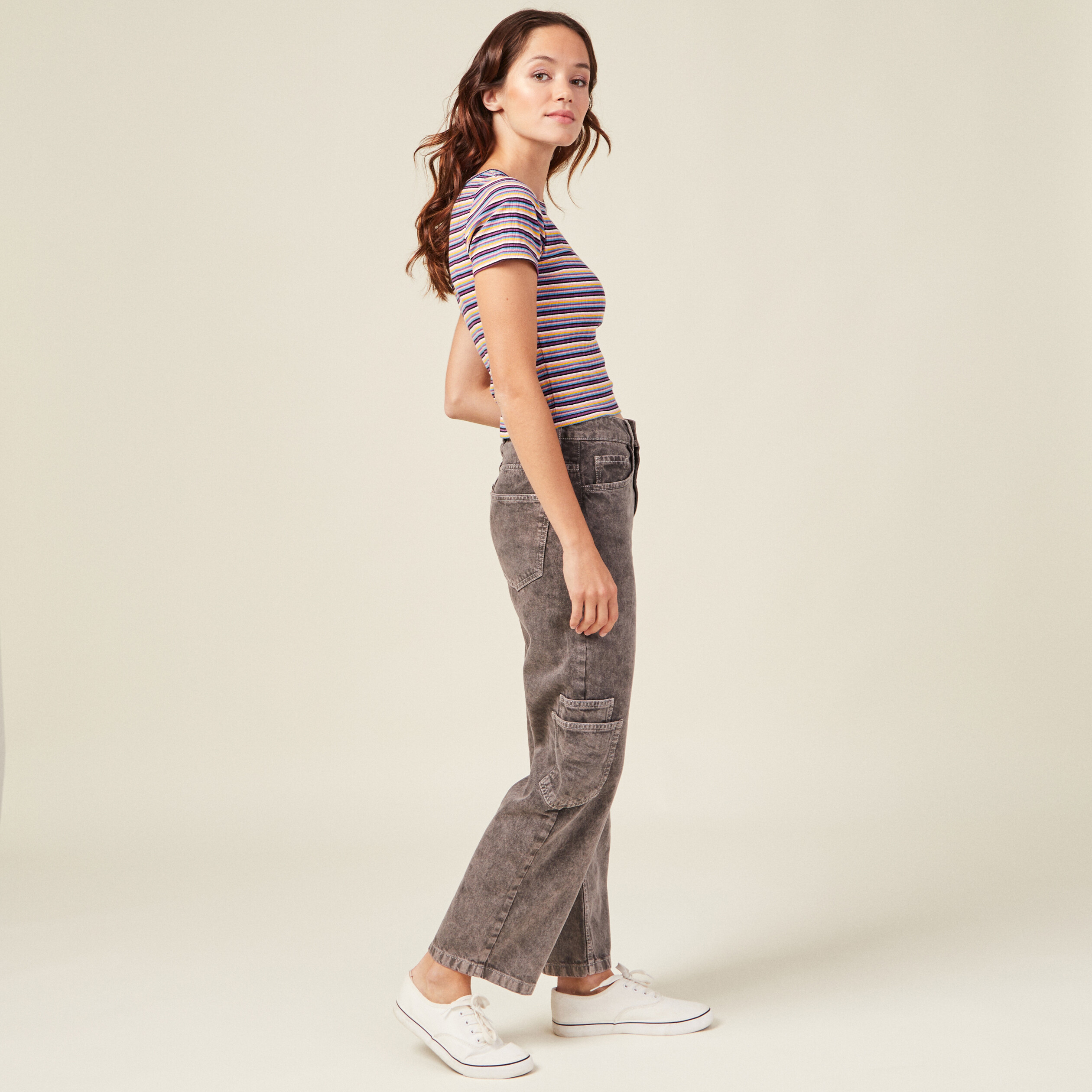 T shirt manches courtes cintr bleu femme