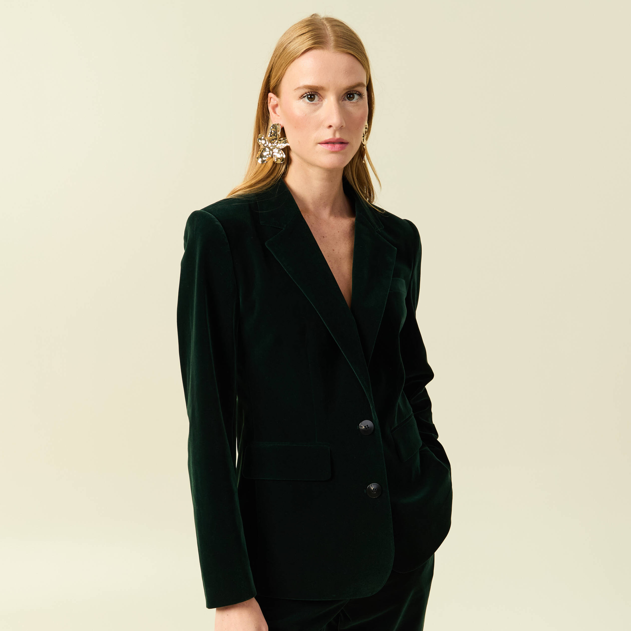 Veste blazer velours vert femme Bonobo