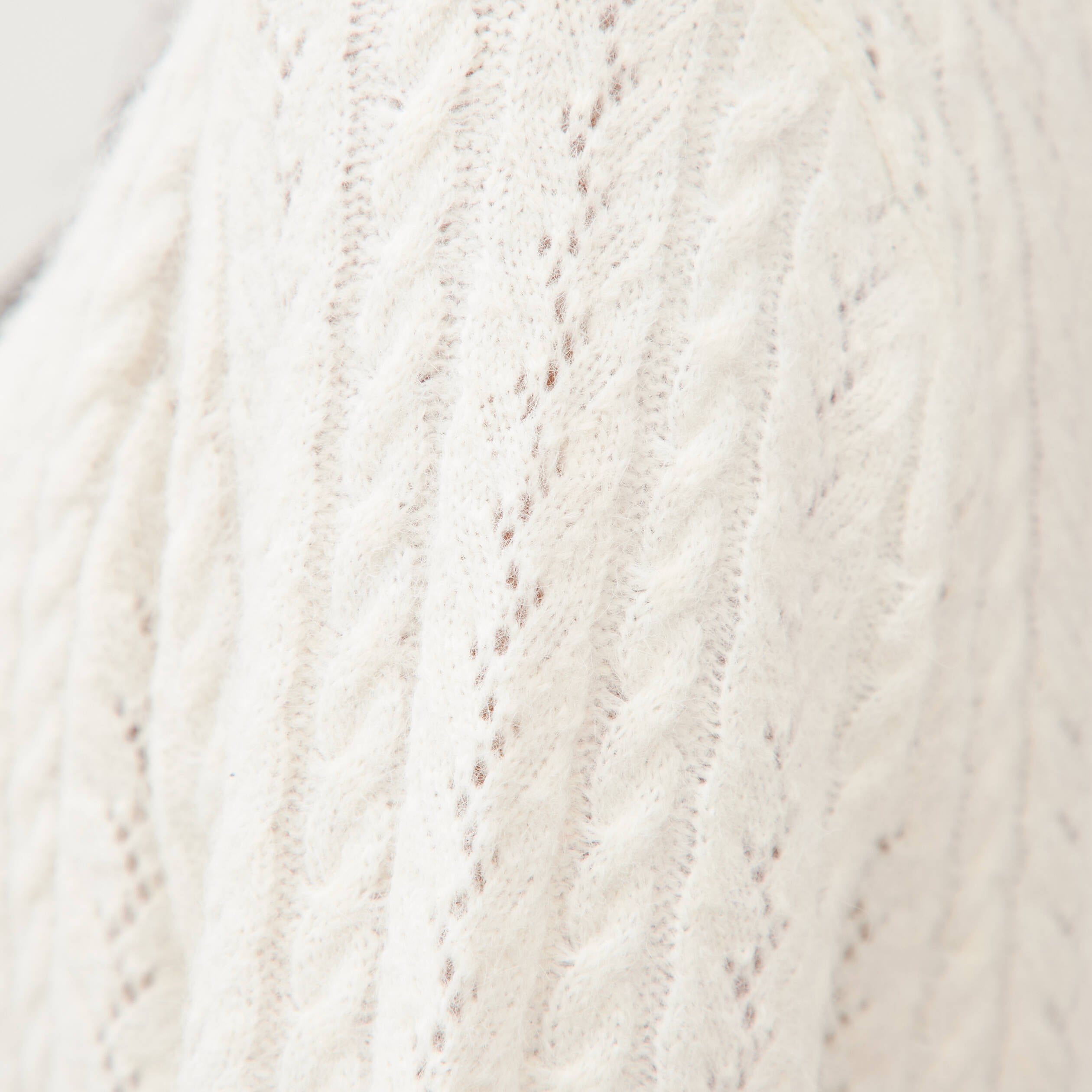Pull droit col v manches longues ecru femme