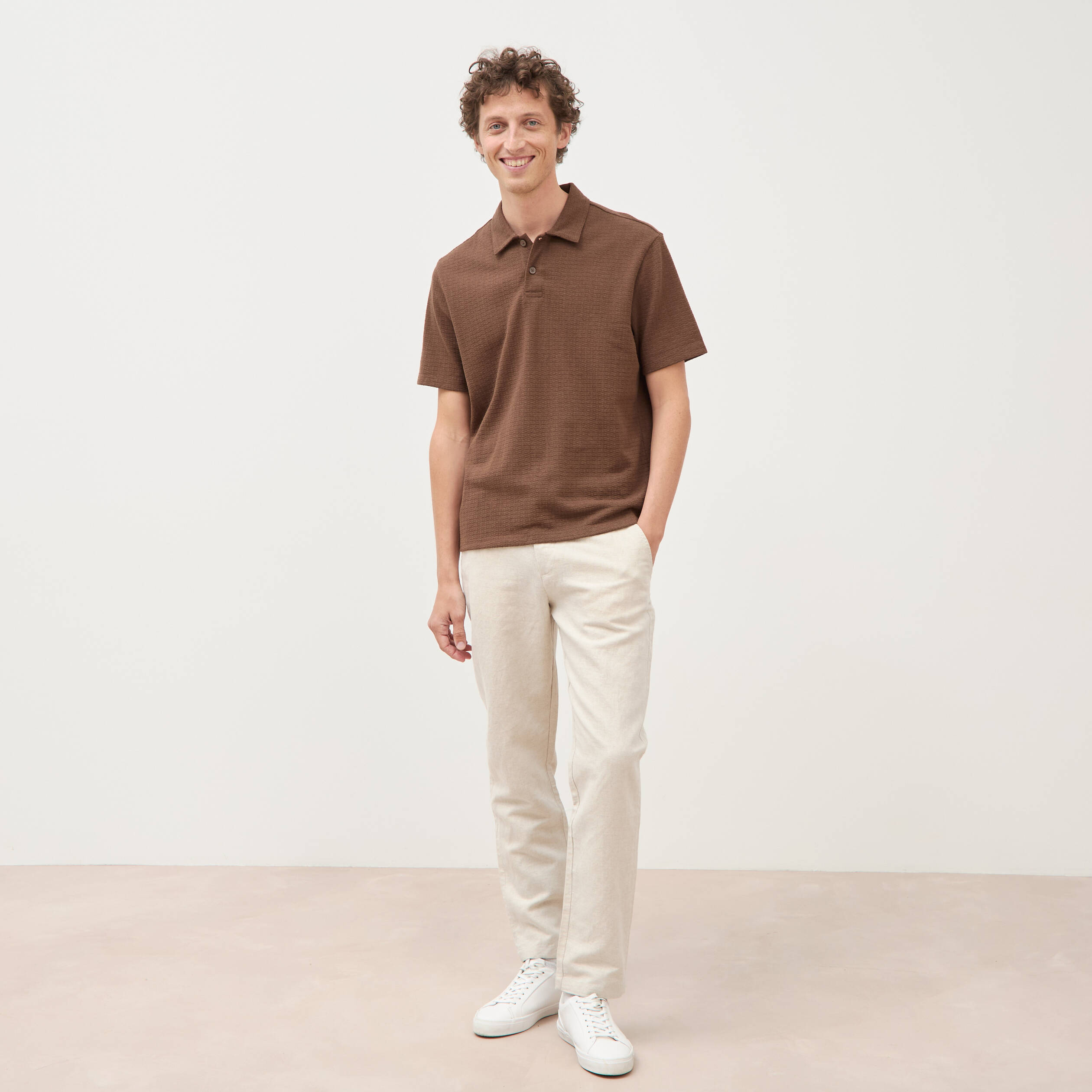 Polo manches courtes taupe homme