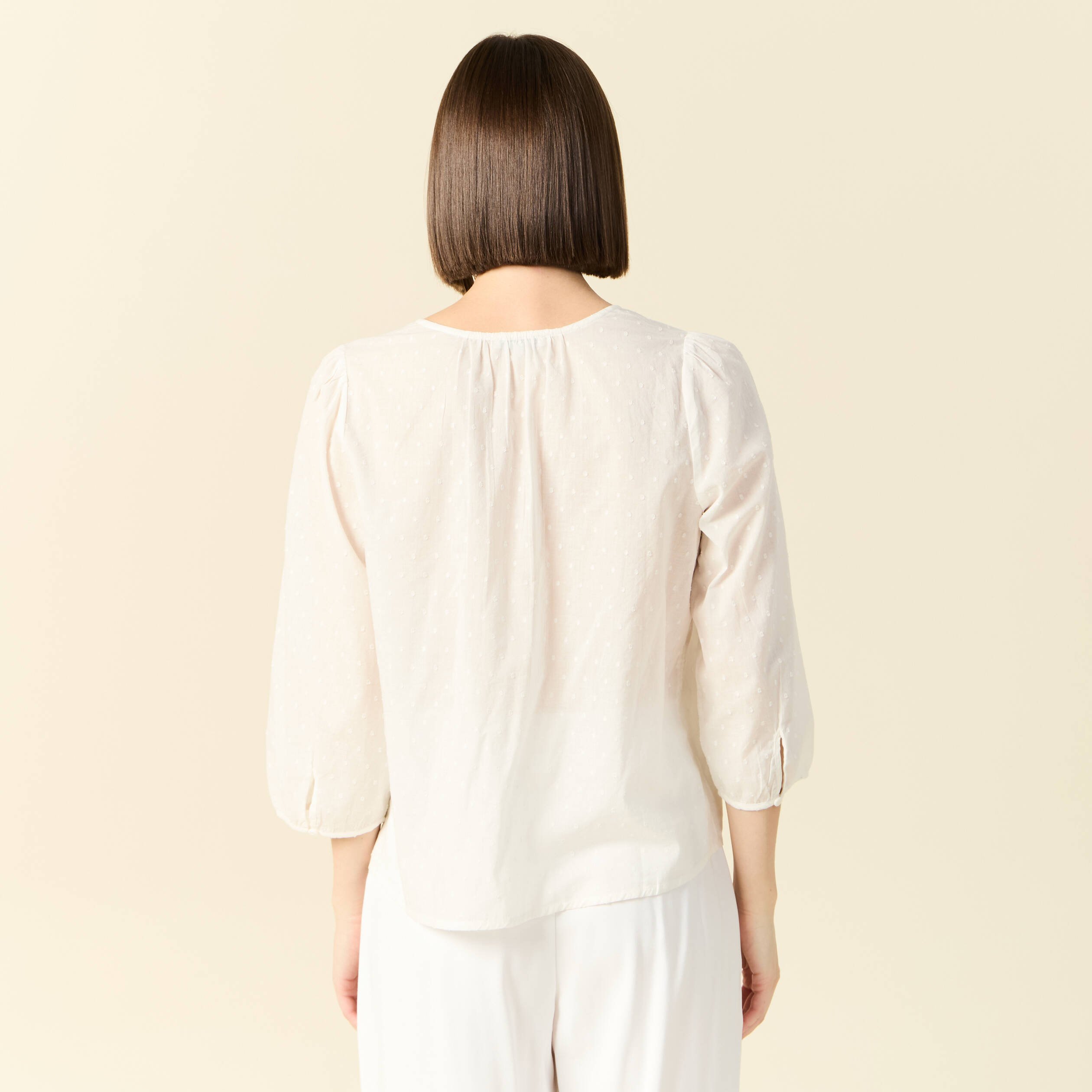 blouse manches 34 blanc femme Blouse manches 3/4 blanc femme