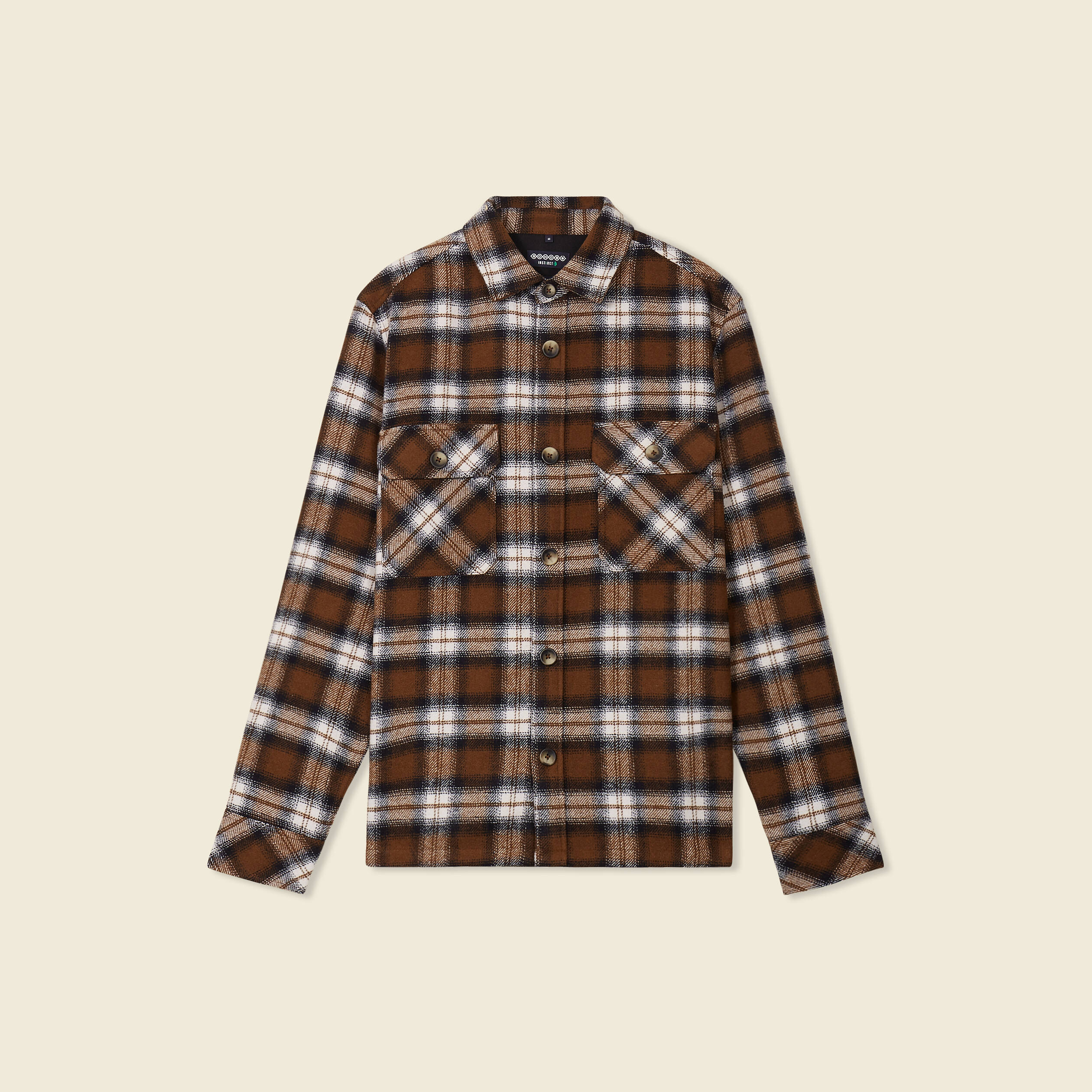Surchemise manches longues marron homme