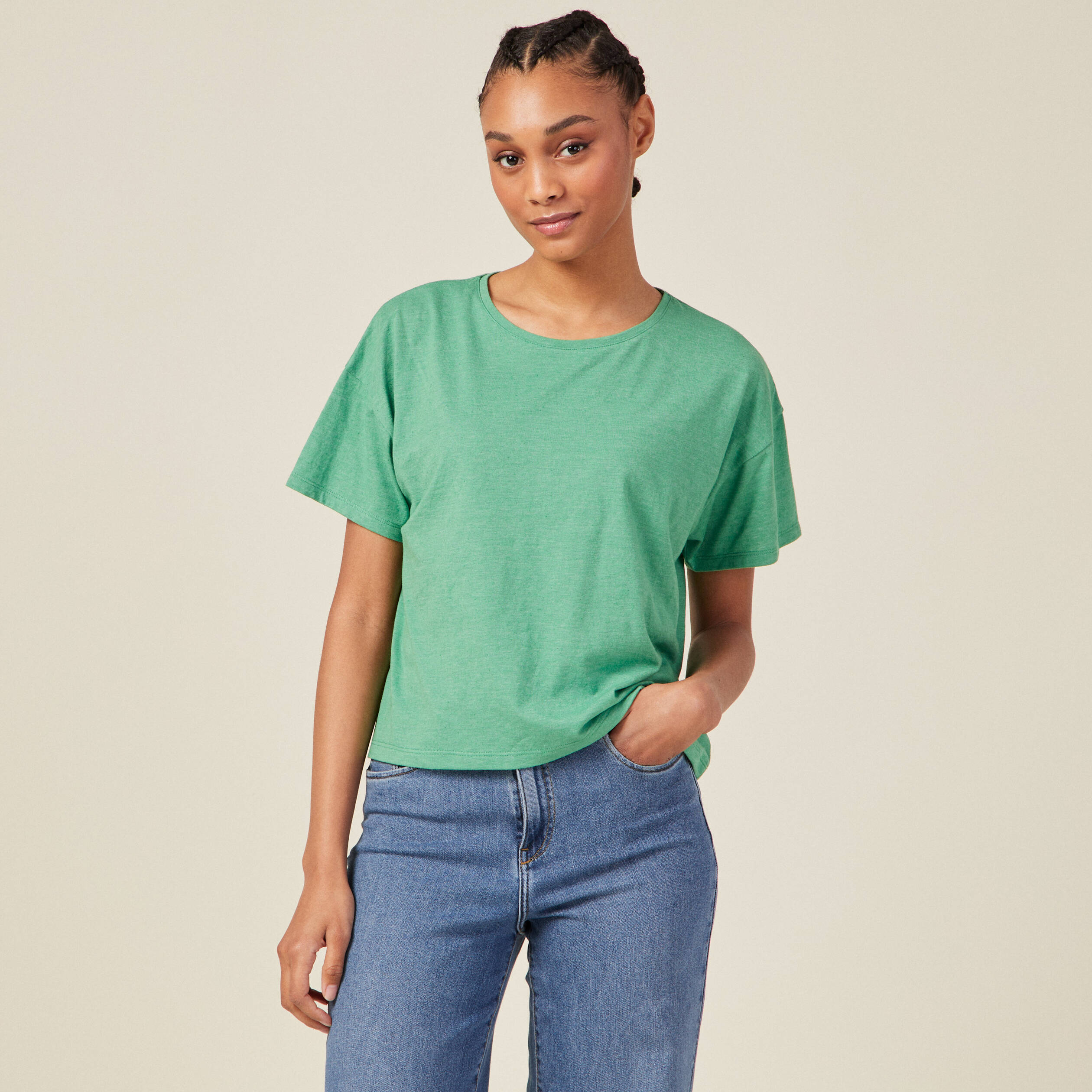 t shirt manches courtes vert femme T-shirt manches courtes vert femme