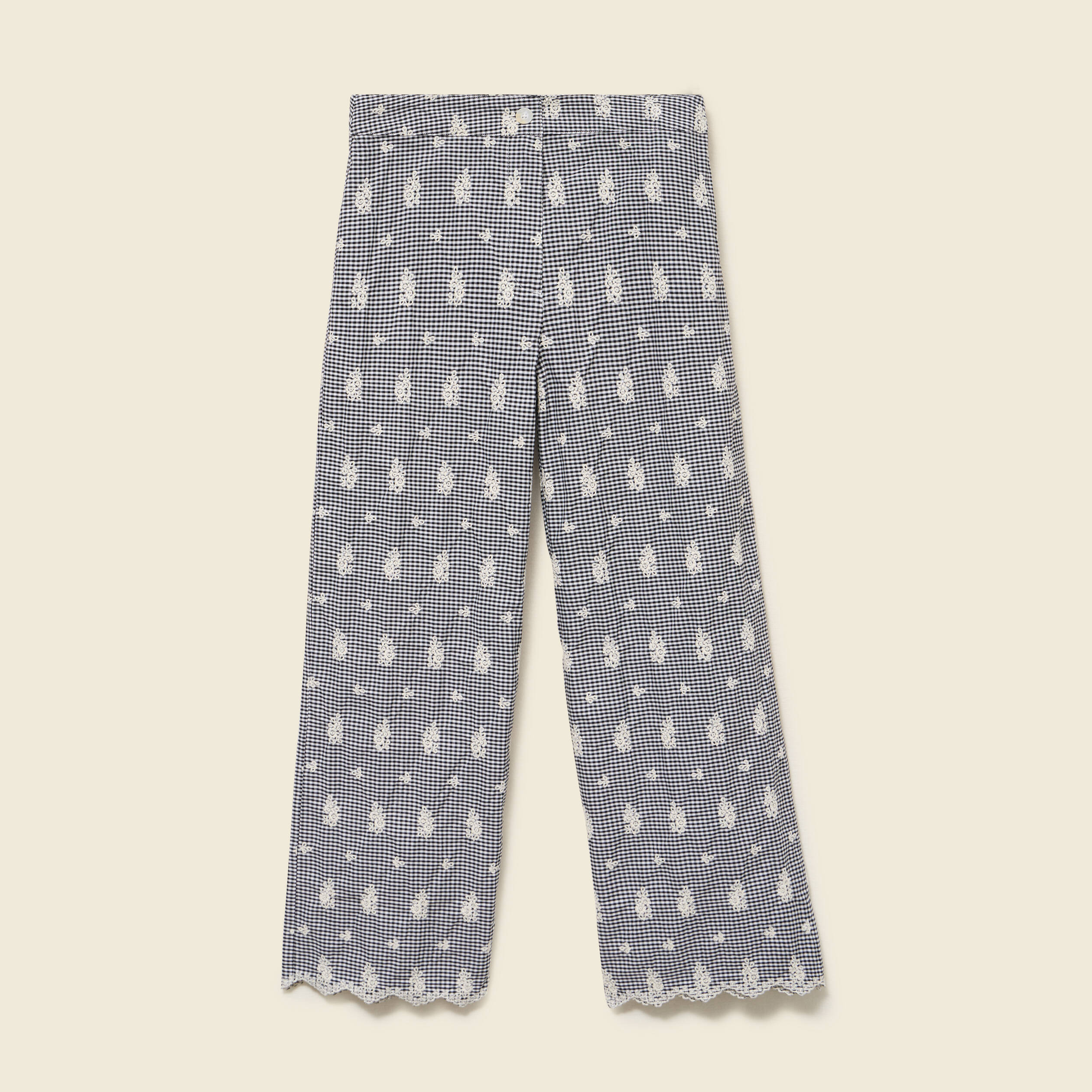 Pantalon loose longueur 3/4 en coton ecru femme