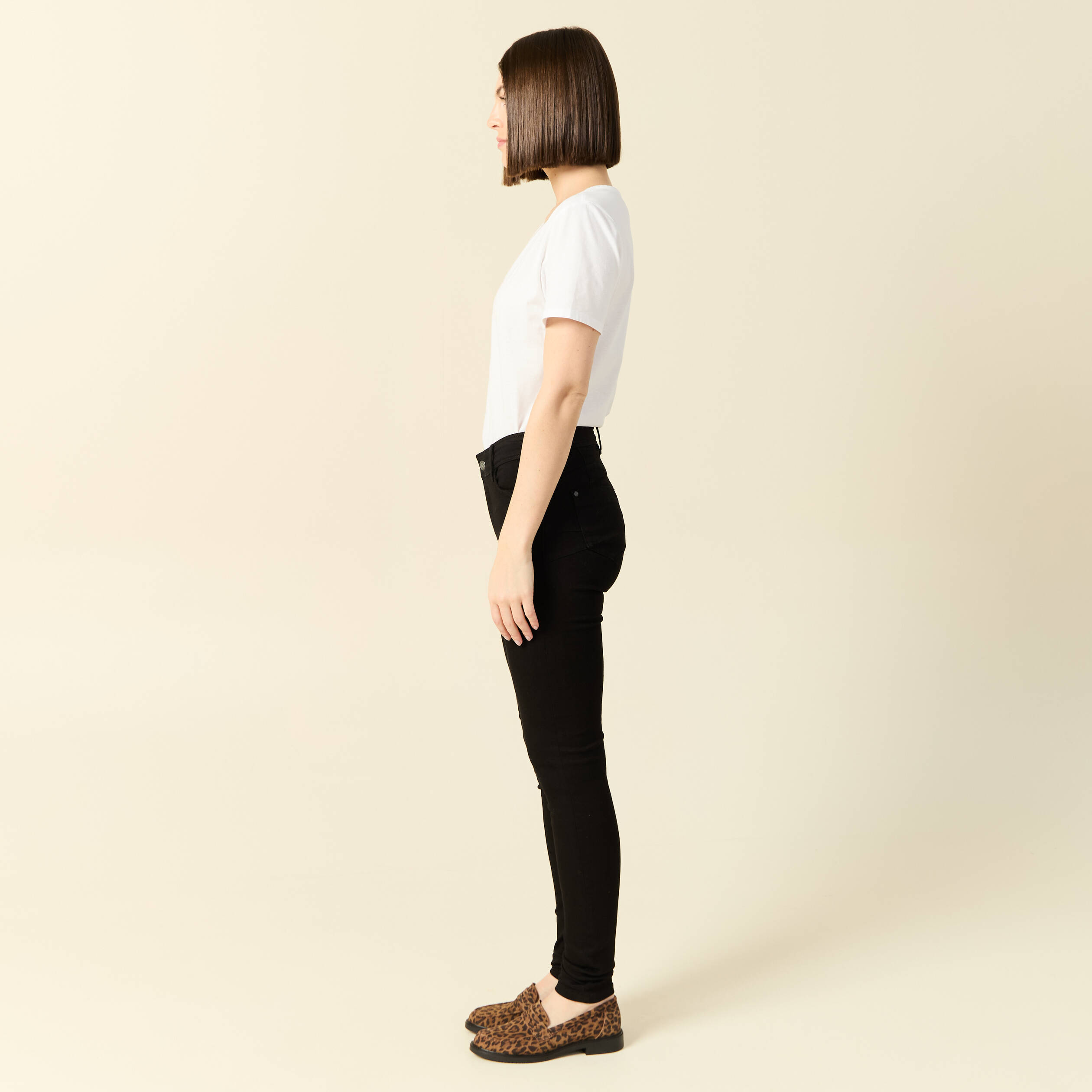 Jeans skinny push-up taille standard denim noir femme