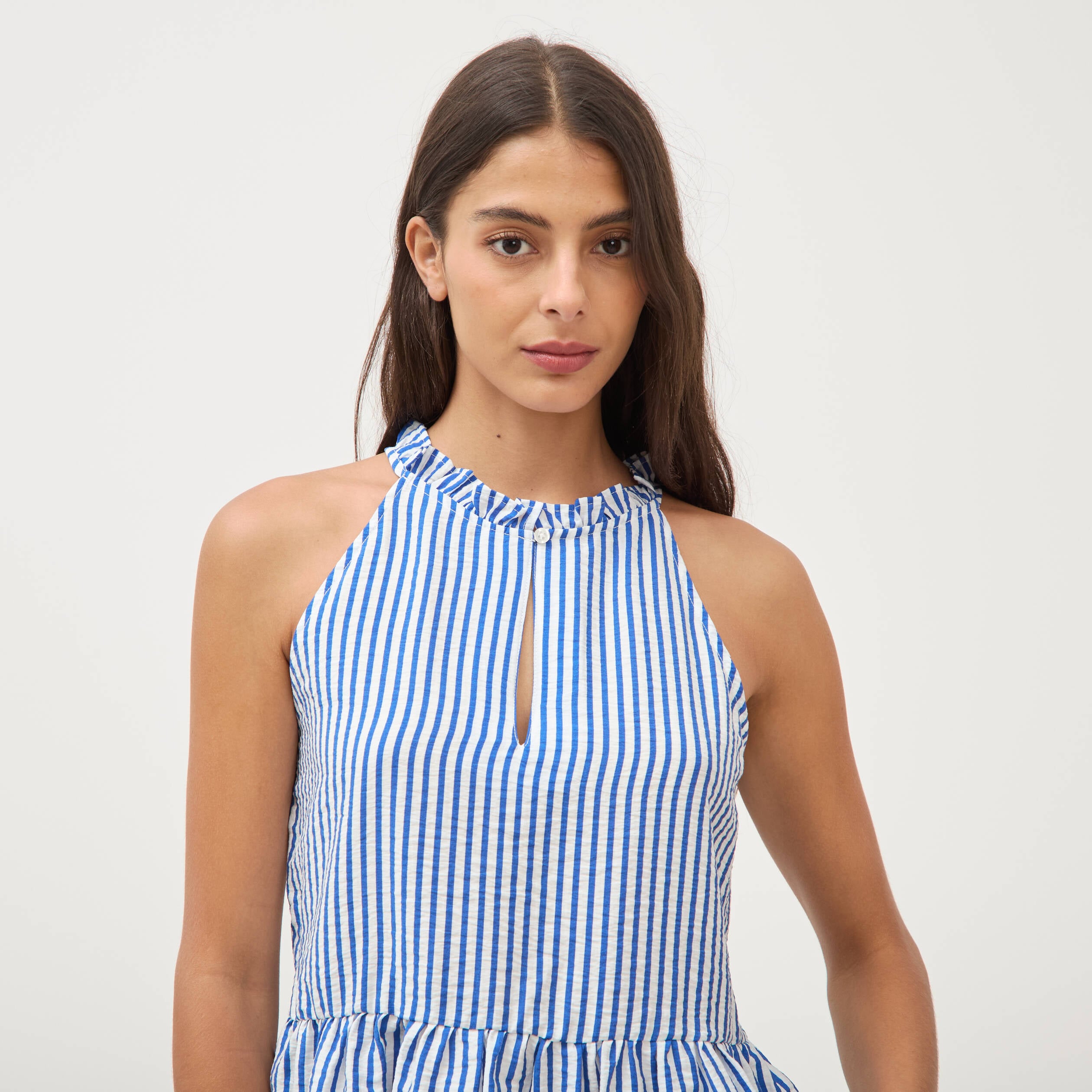 Top droit sans manches bleu electrique femme