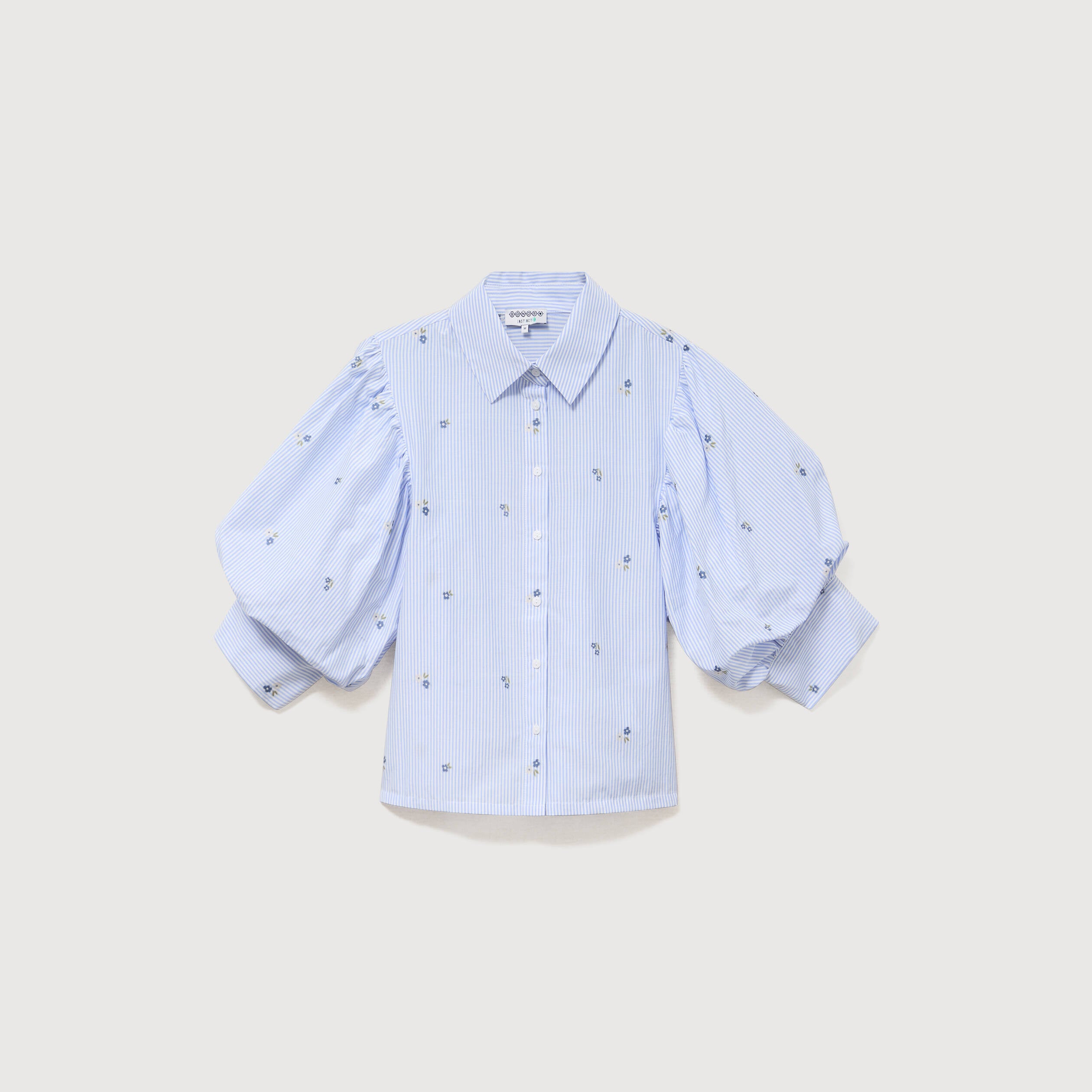Chemise ample manches coude bleu ciel femme