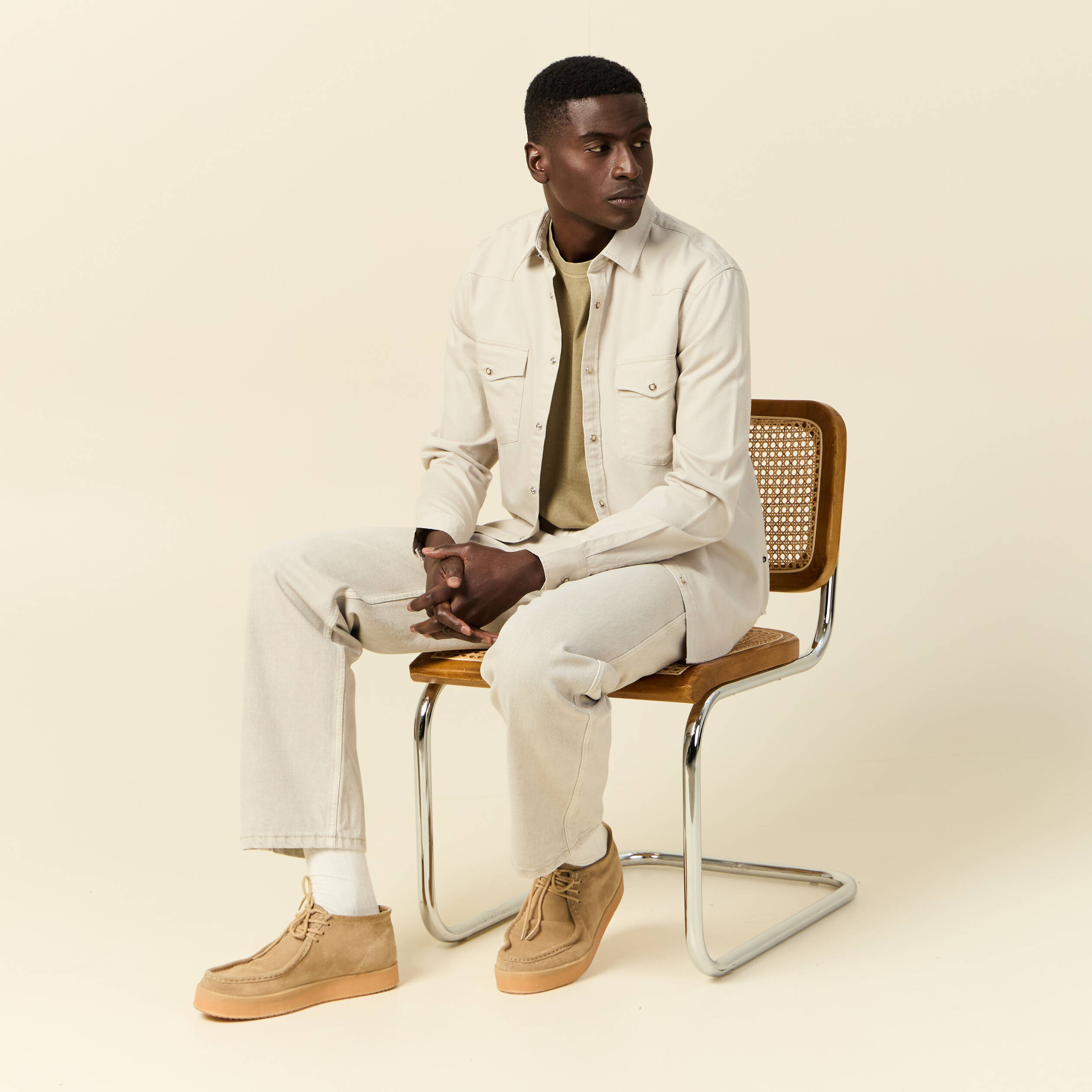 chemise manches longues beige homme Chemise manches longues beige homme
