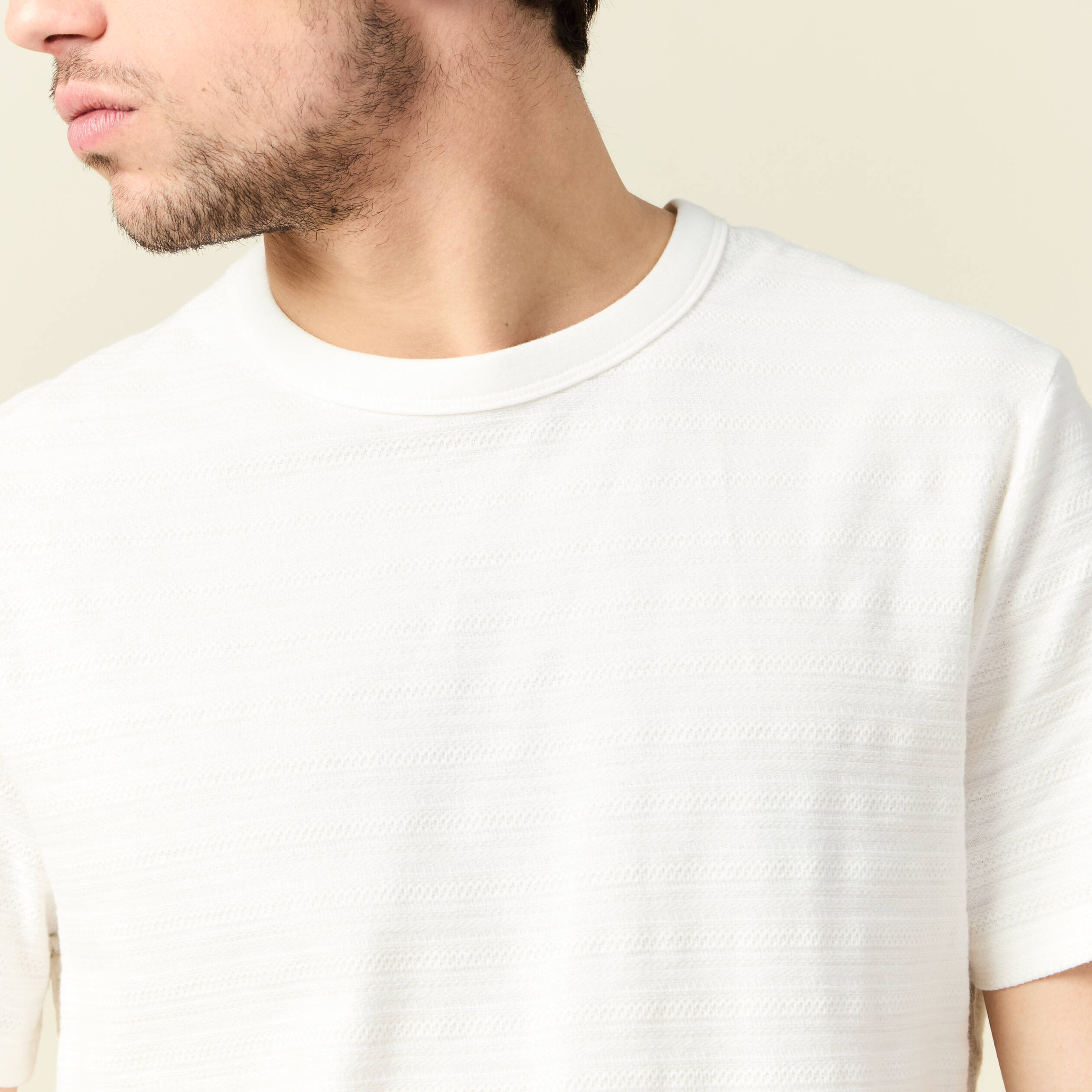 t shirt manches courtes ecru homme T-shirt manches courtes ecru homme
