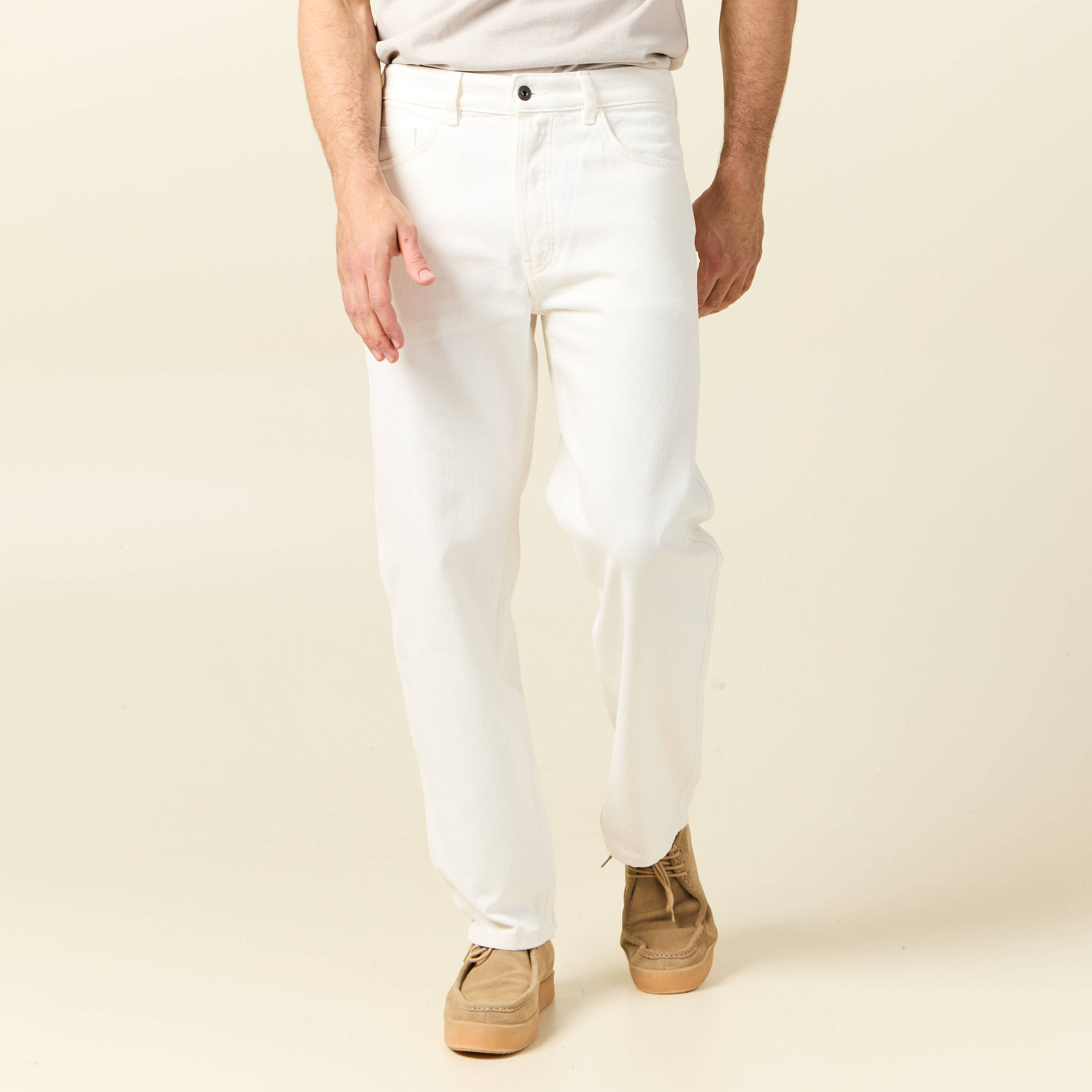 jeans relax 5 poches denim blanc homme Jeans relax 5 poches denim blanc homme