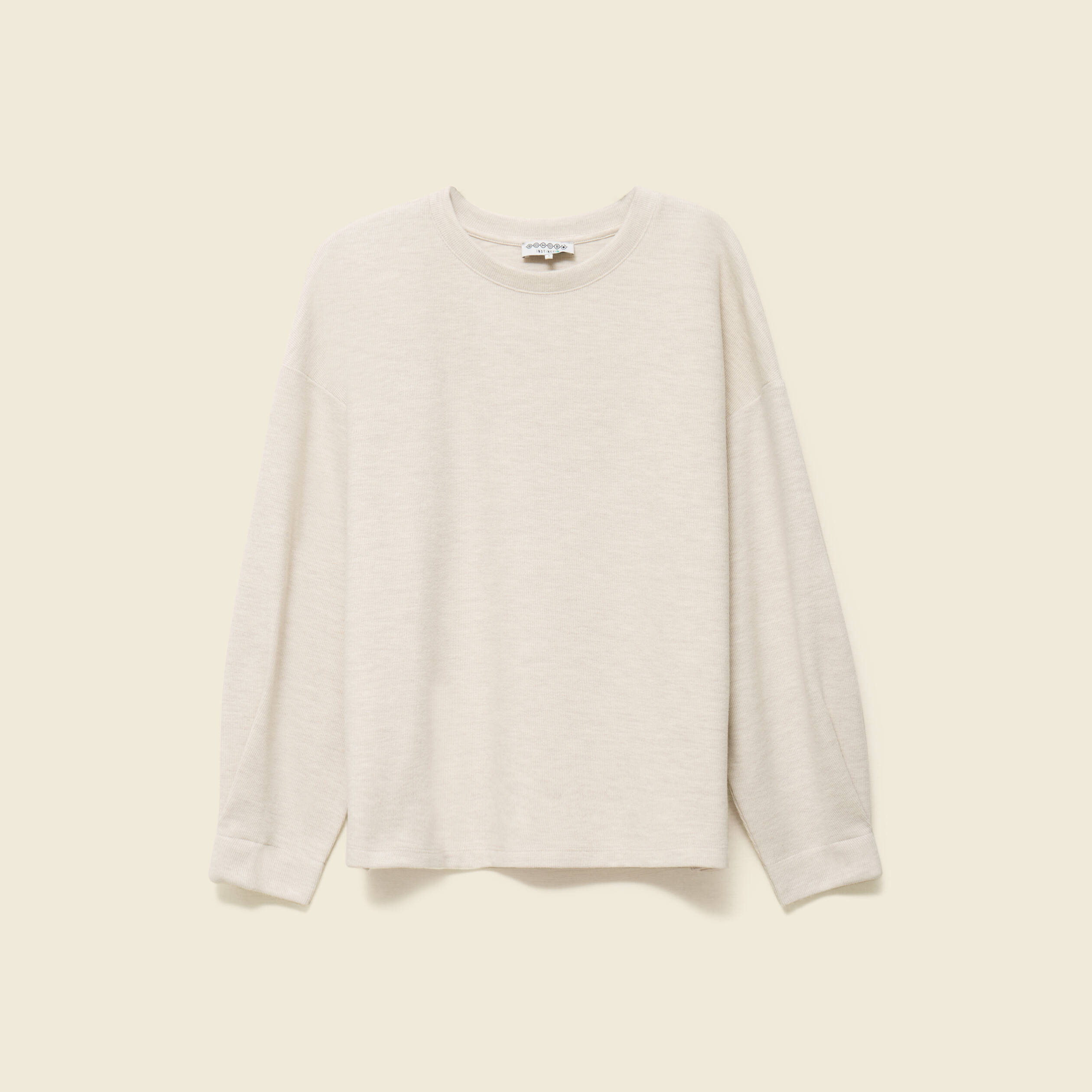 Sweat oversize col rond manches longues creme femme