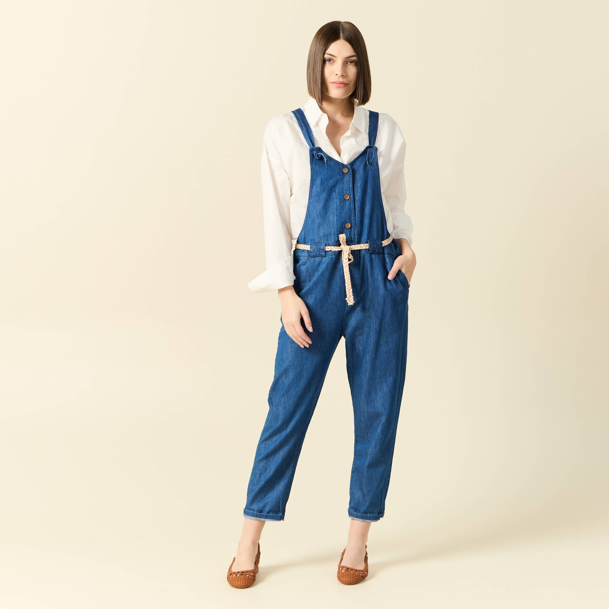 Salopette En Denim Denim Stone Femme Bonobo
