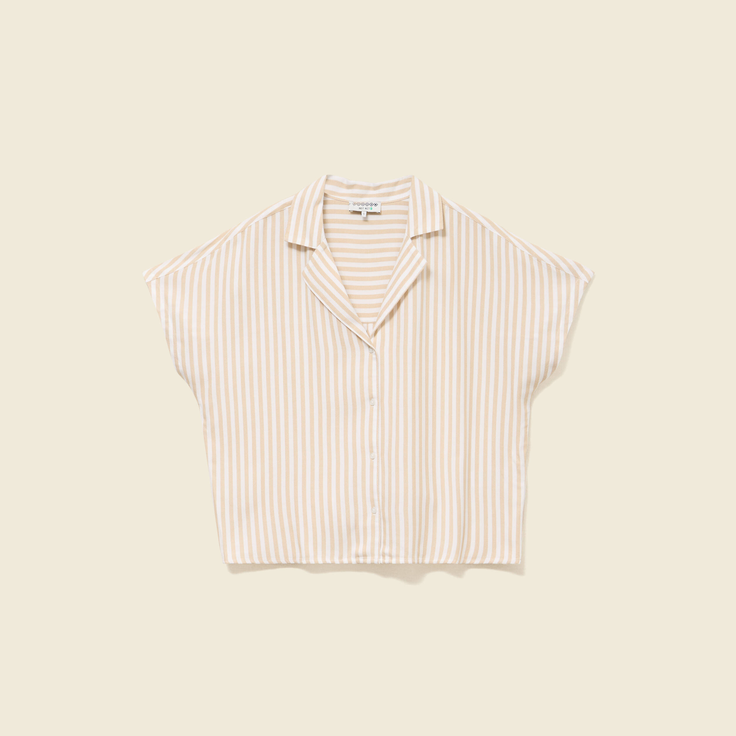 Chemise manches 3/4 beige moyen femme