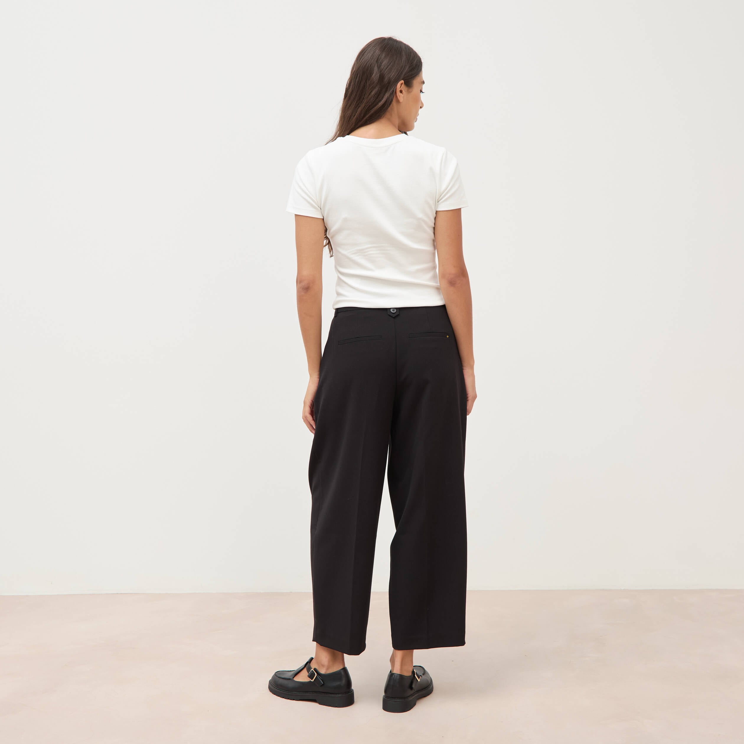 Pantalon barrel noir femme