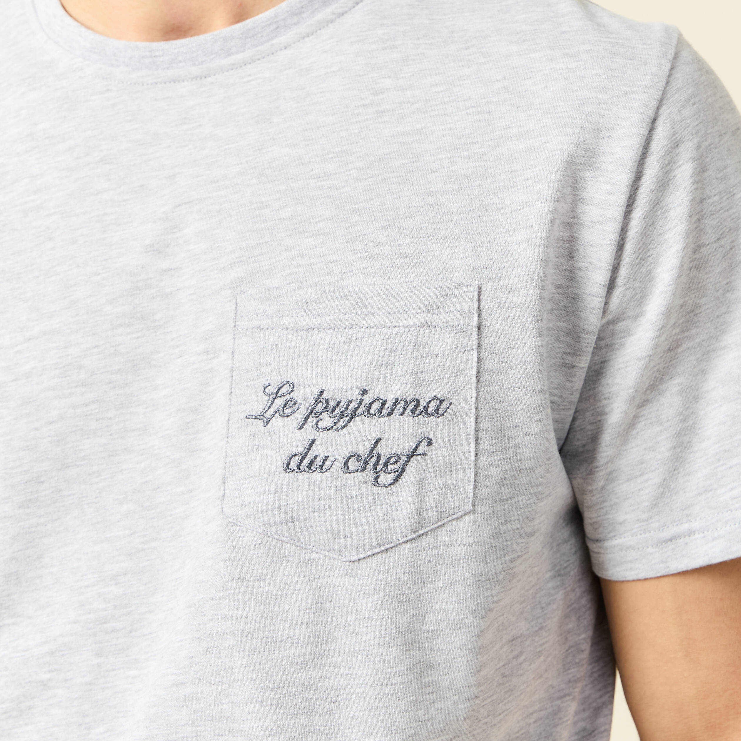 Ensemble pyjama 2 pi&egrave;ces gris clair homme