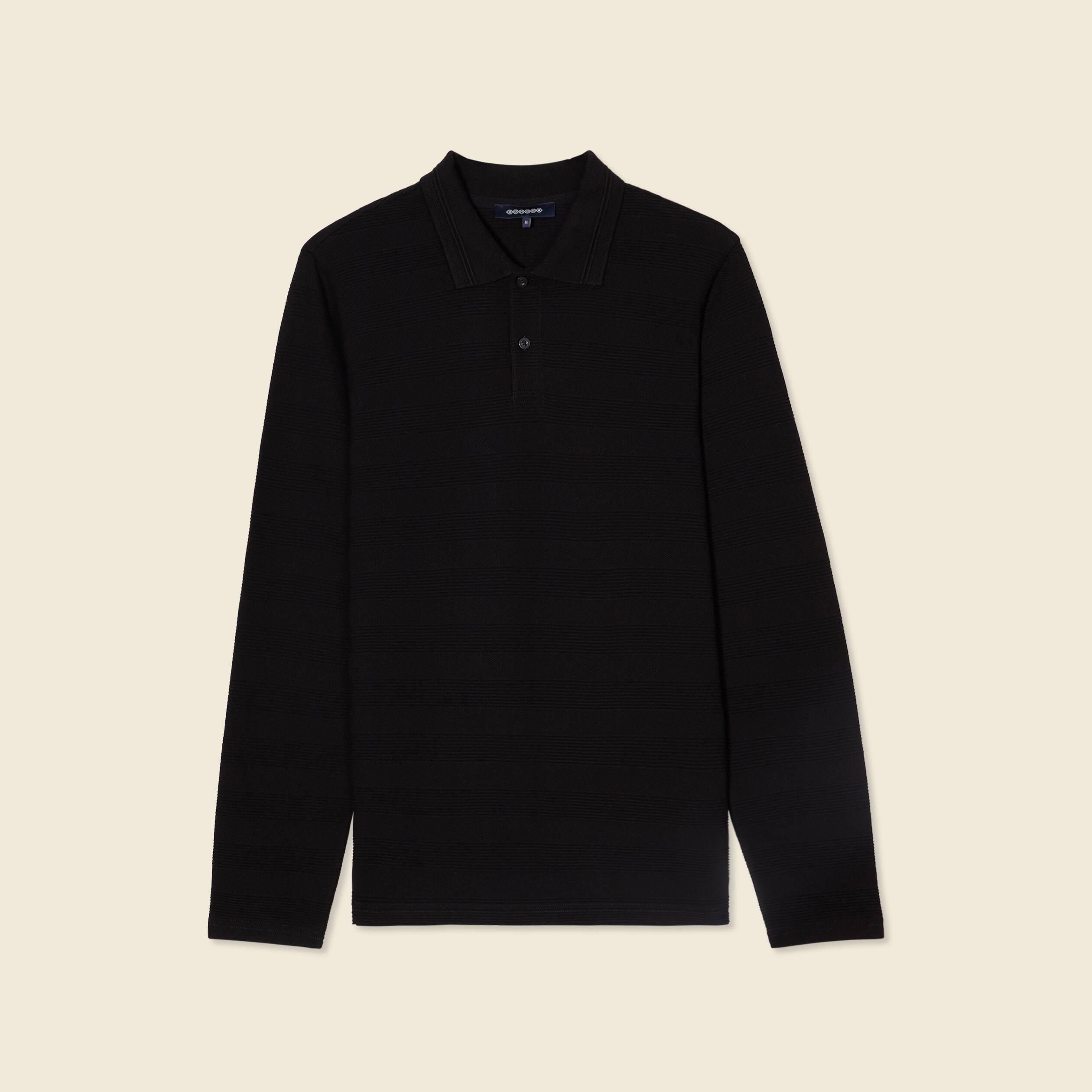 Polo manches longues noir homme