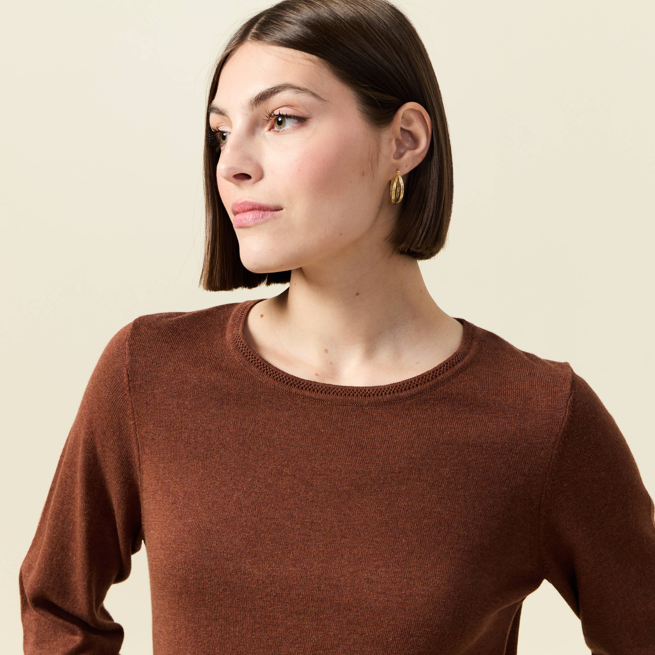 pull manches longues marron fonce femme Pull manches longues marron foncé femme