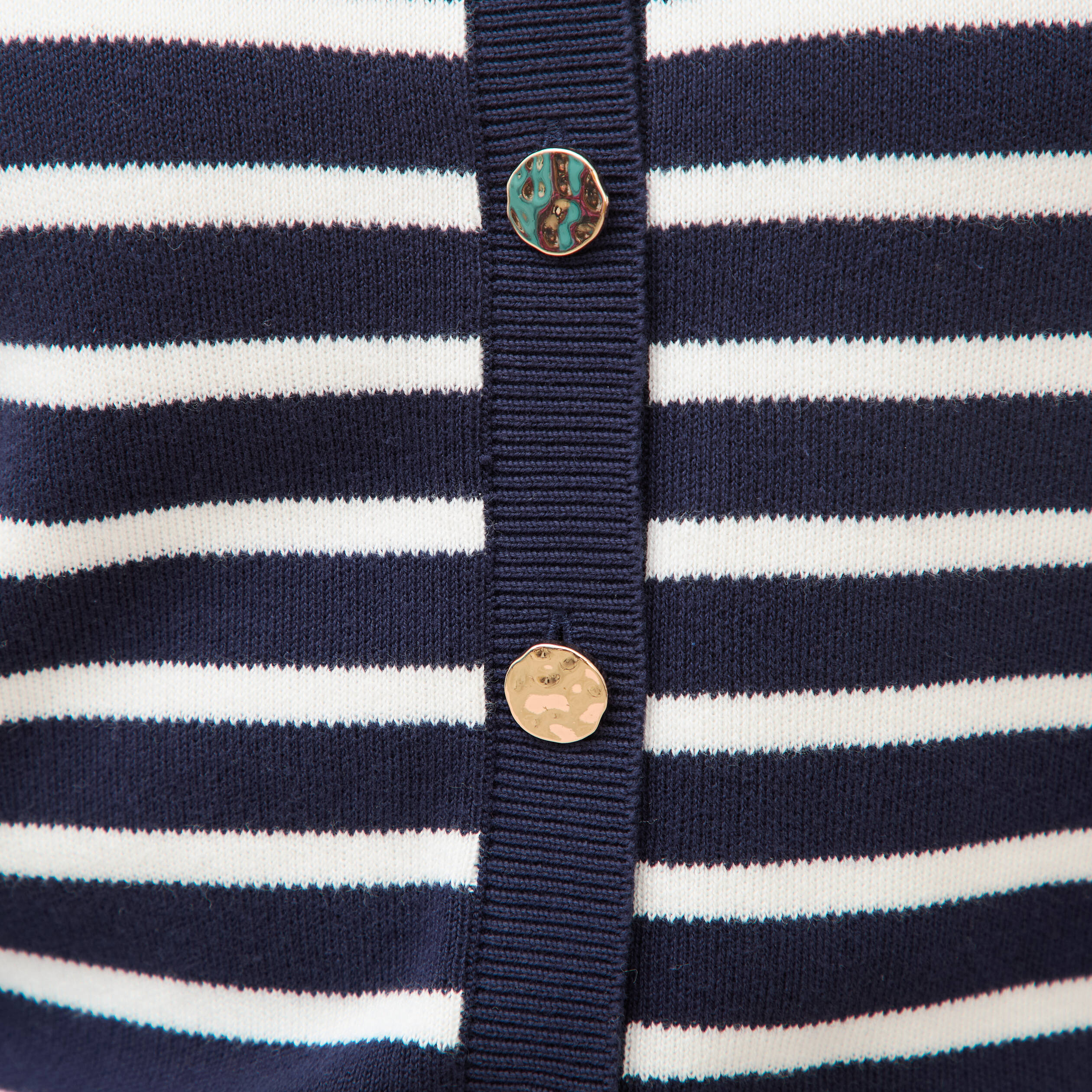Gilet manches longues col rond en coton bleu marine femme