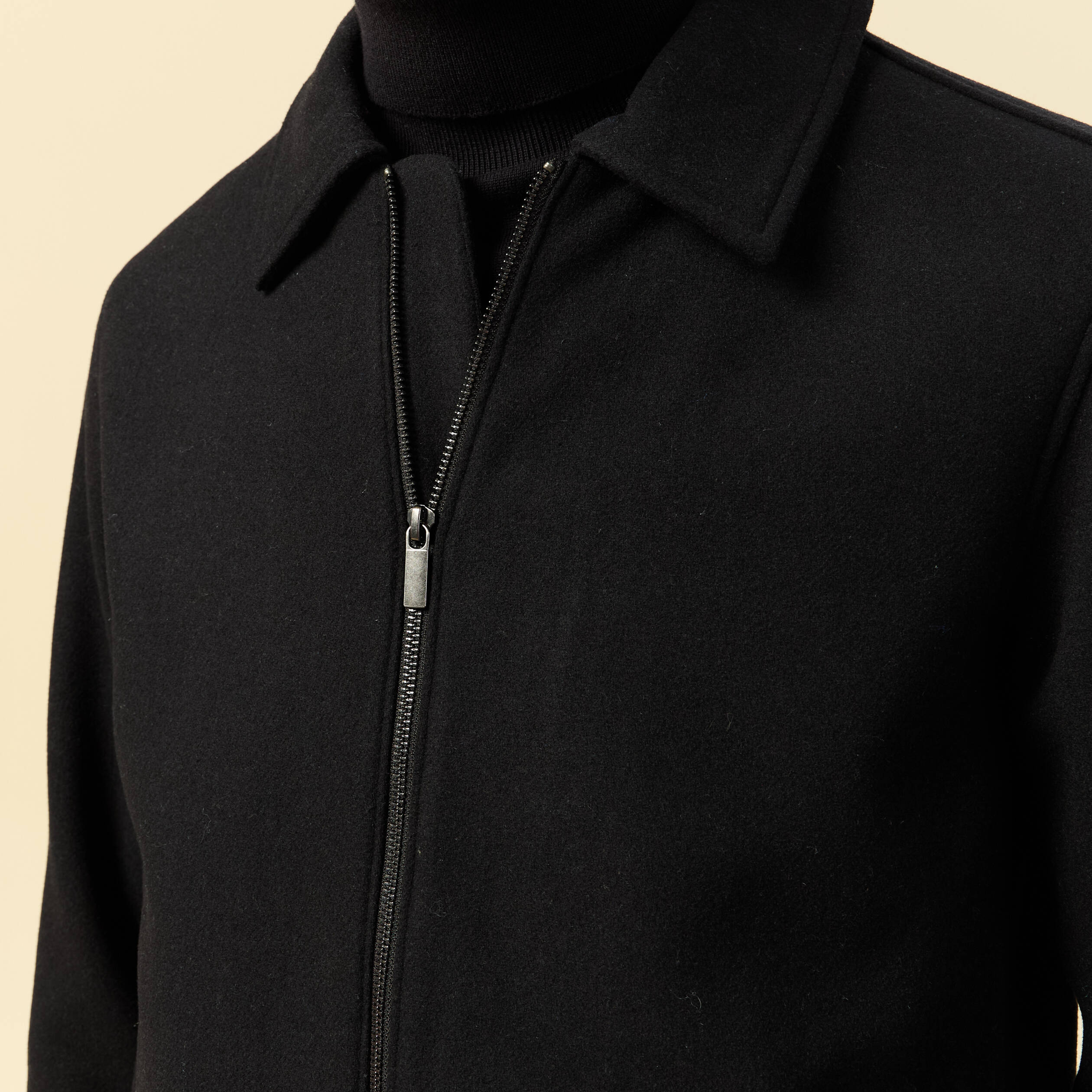 Veste oversize courte col classique noir homme