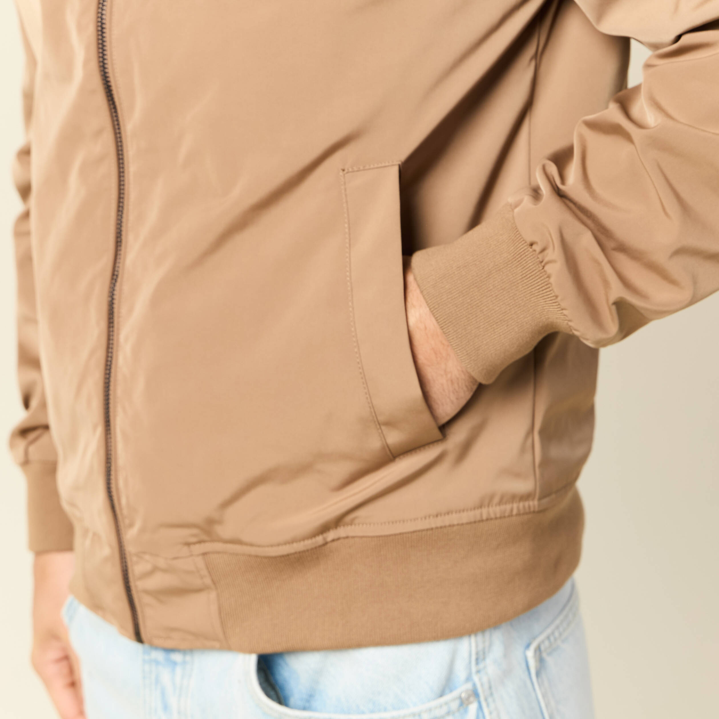 blouson zippe col montant taupe homme Blouson zippé col montant taupe homme
