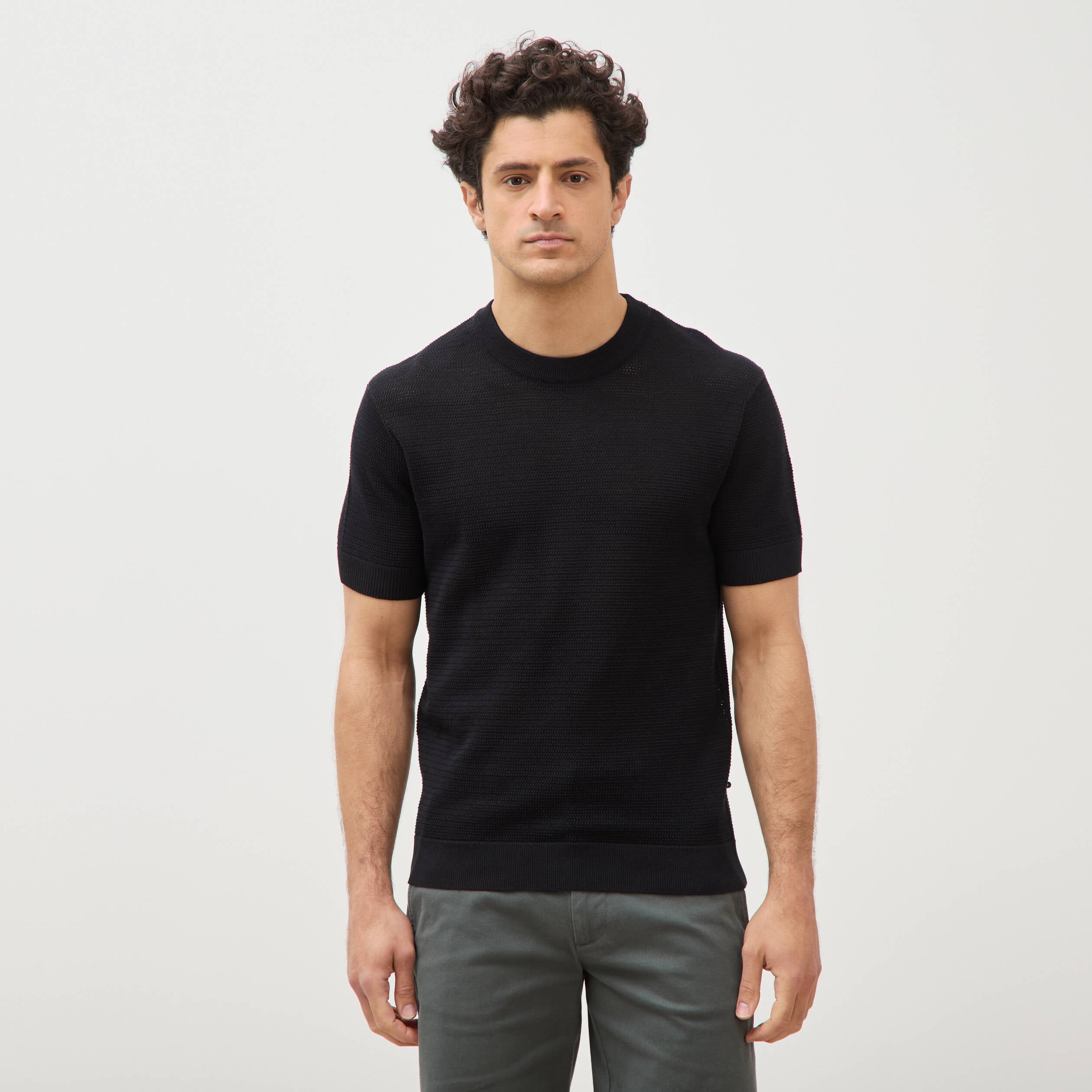 T-shirt en coton manches courtes noir homme