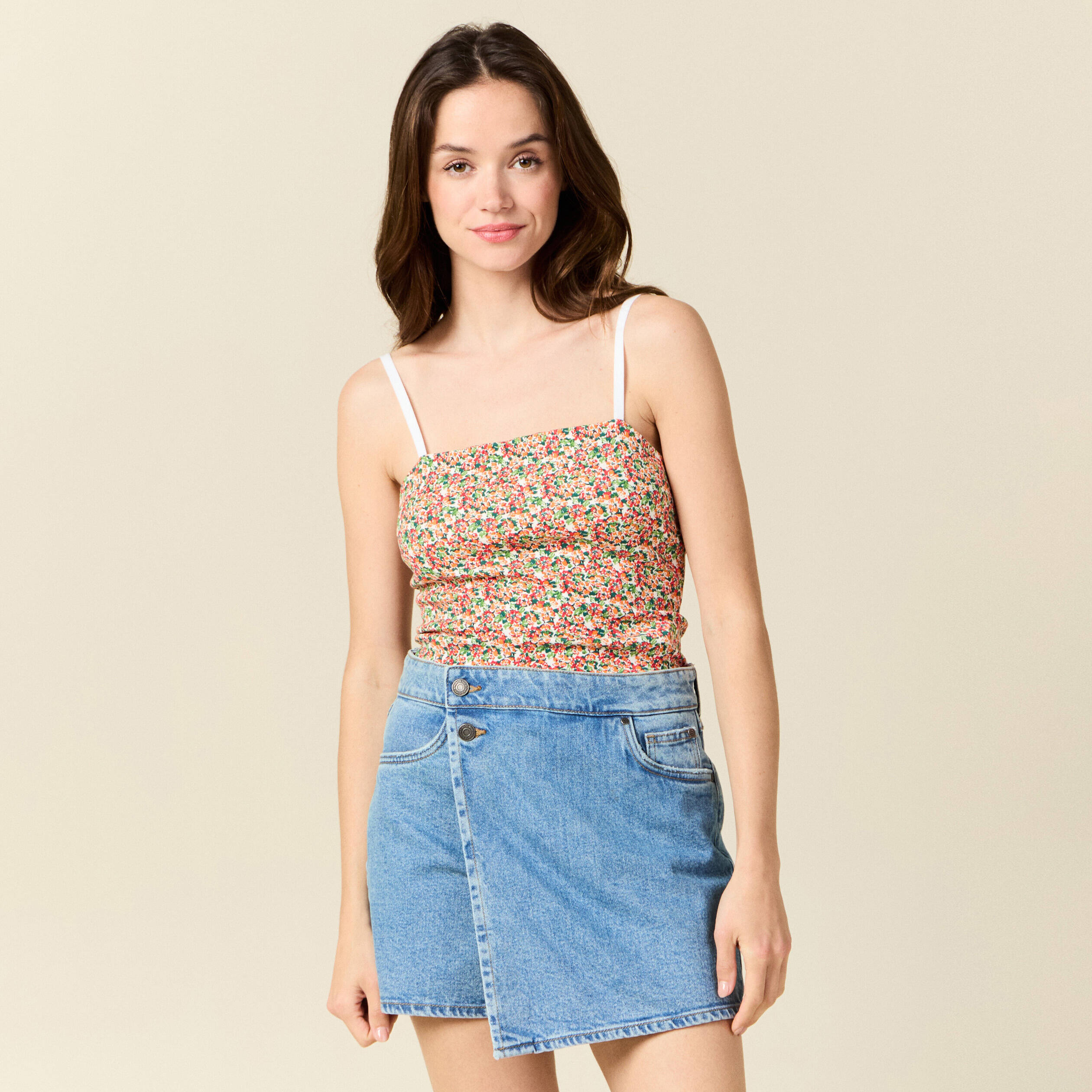 bustier cropped a bretelles blanc femme Bustier cropped à bretelles blanc femme