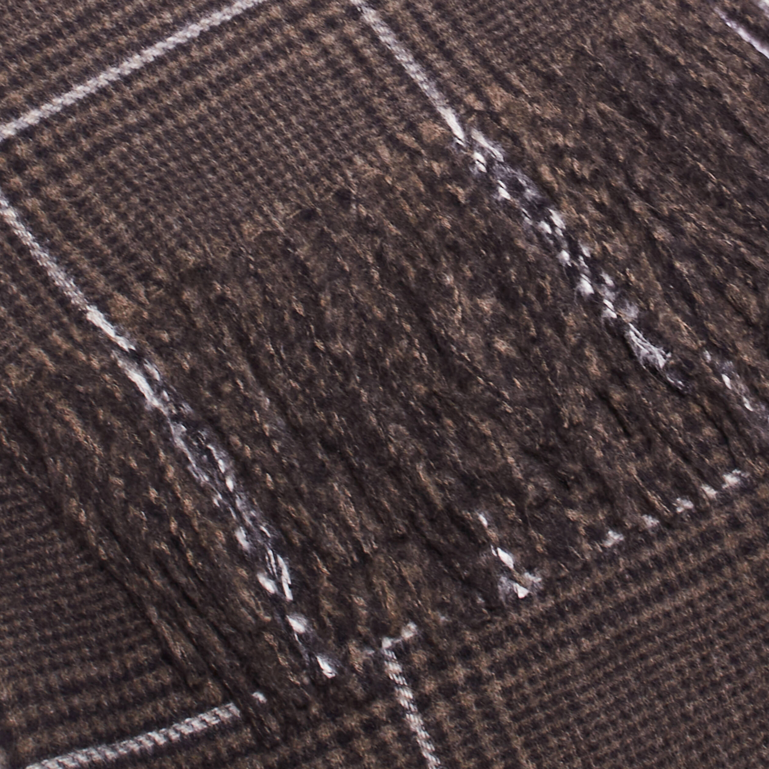 Écharpe 100% Cachemire D'Écosse - Fond Gris Foncé, Motifs Carreaux, Tube, Neuve