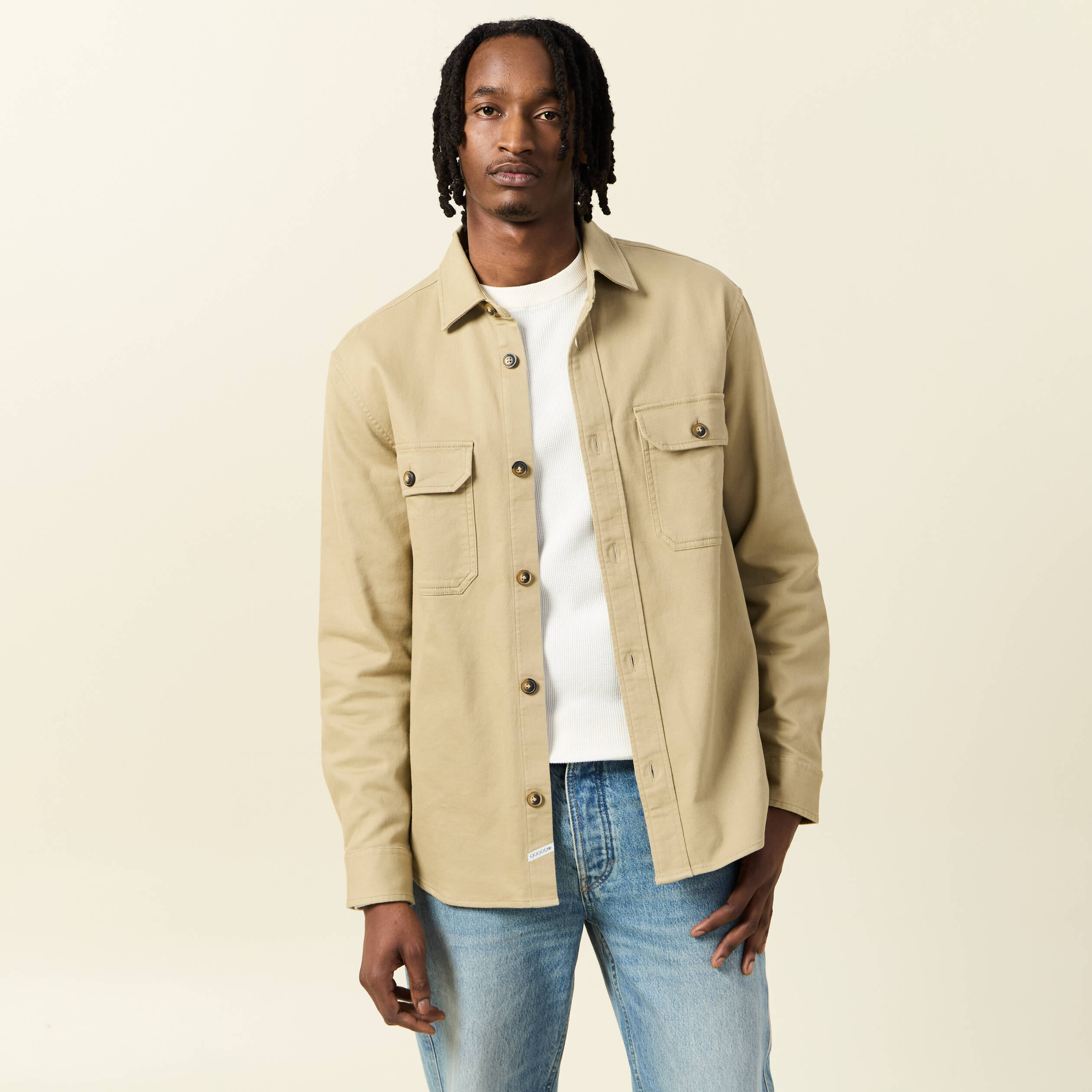 Surchemise manches longues taupe homme