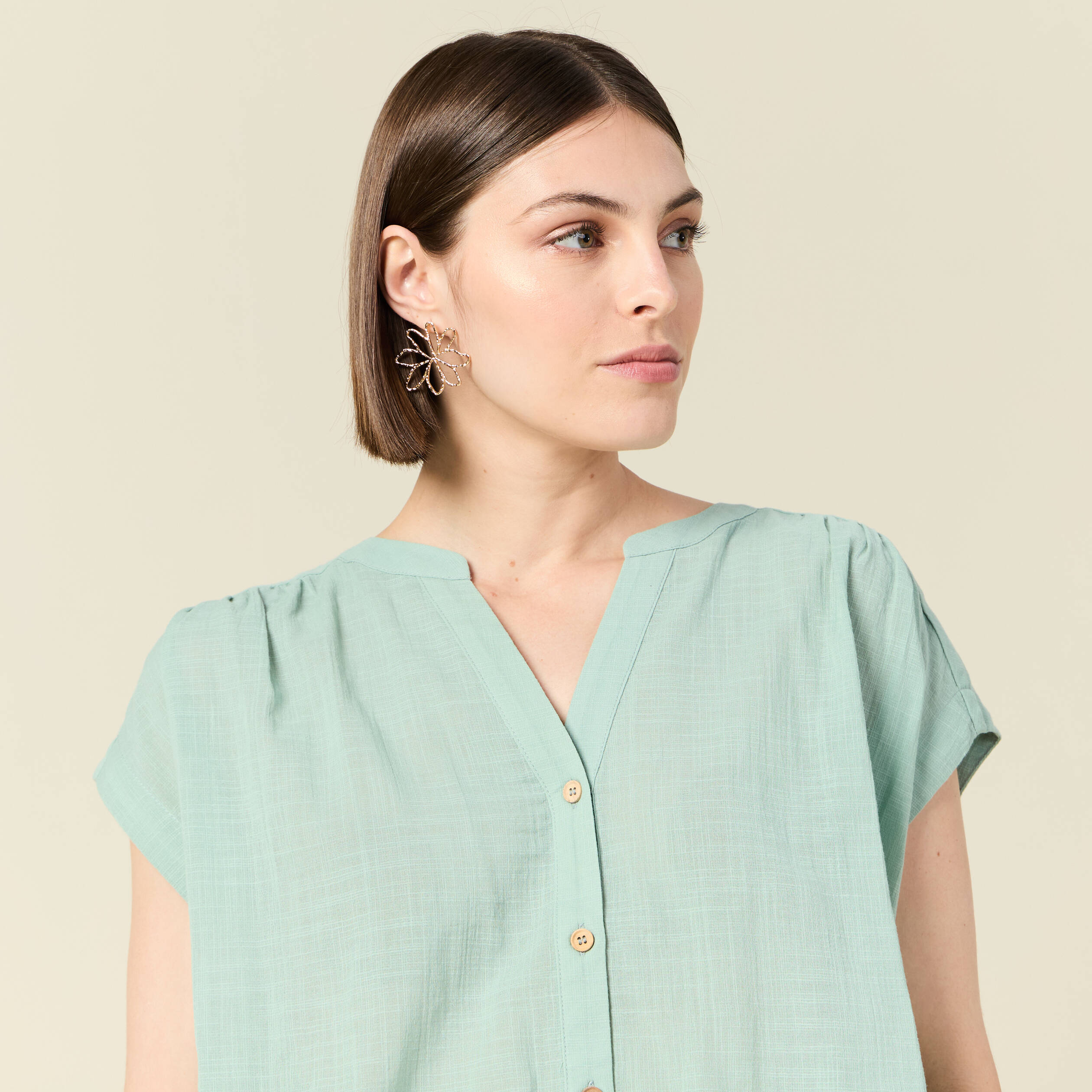 chemise manches courtes vert pastel femme Chemise manches courtes vert pastel femme