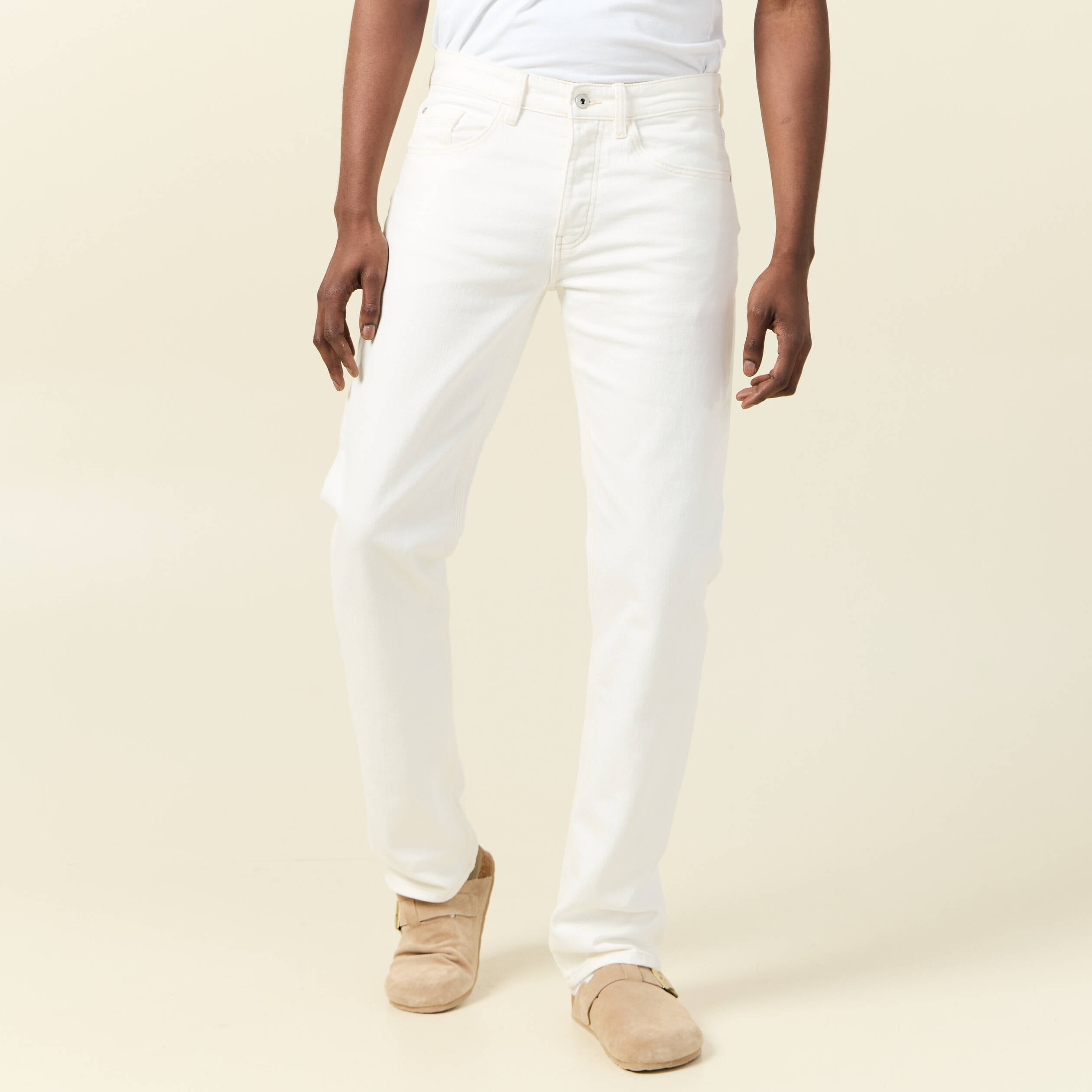 Jeans regular longueur 34 denim blanc homme