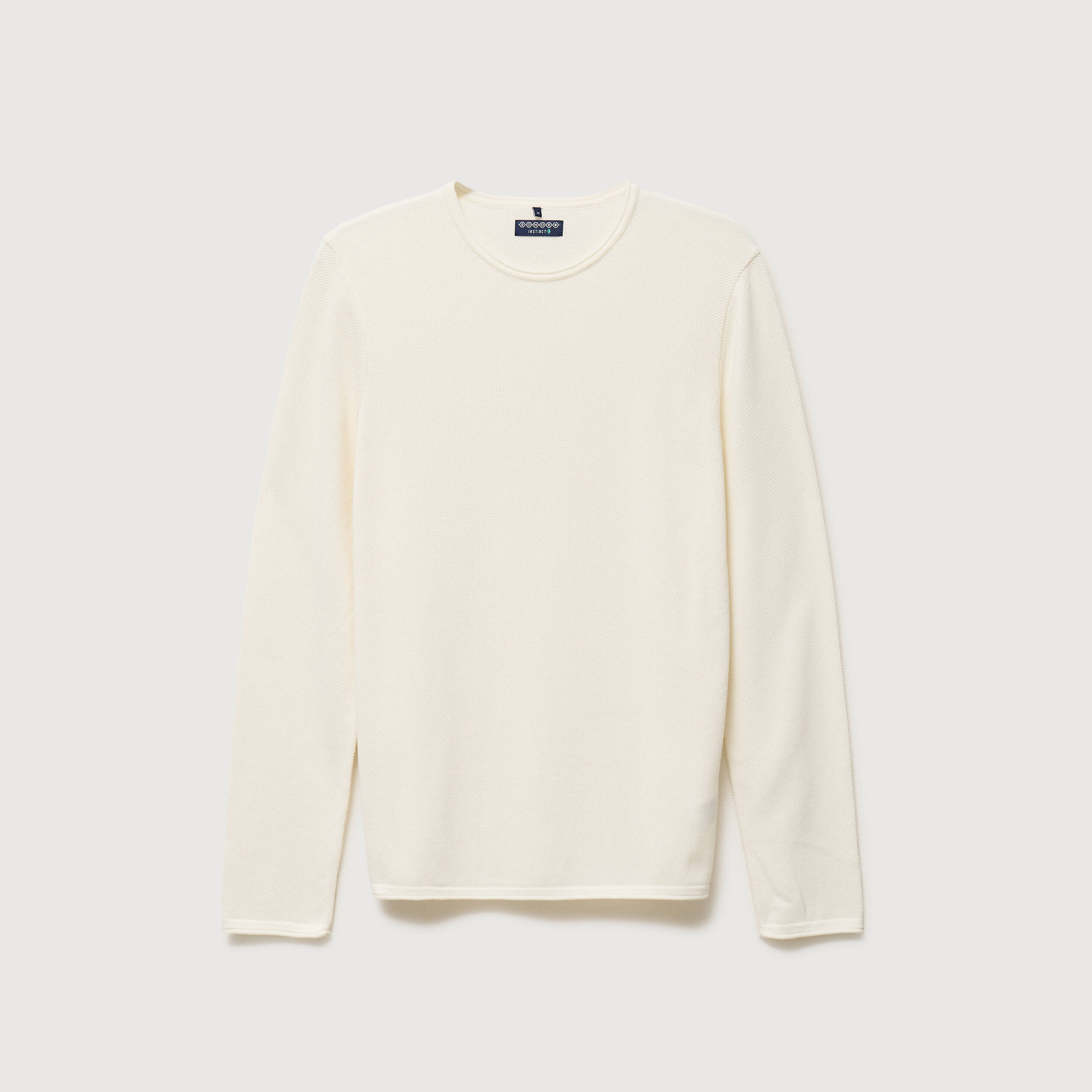 Pull col rond manches longues ecru homme