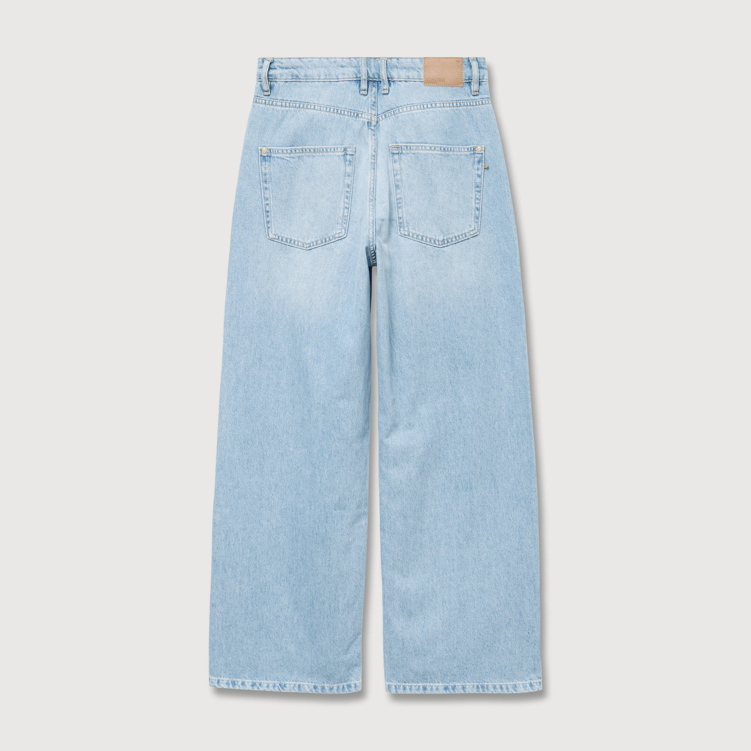 Jeans loose taille standard en coton denim bleach femme