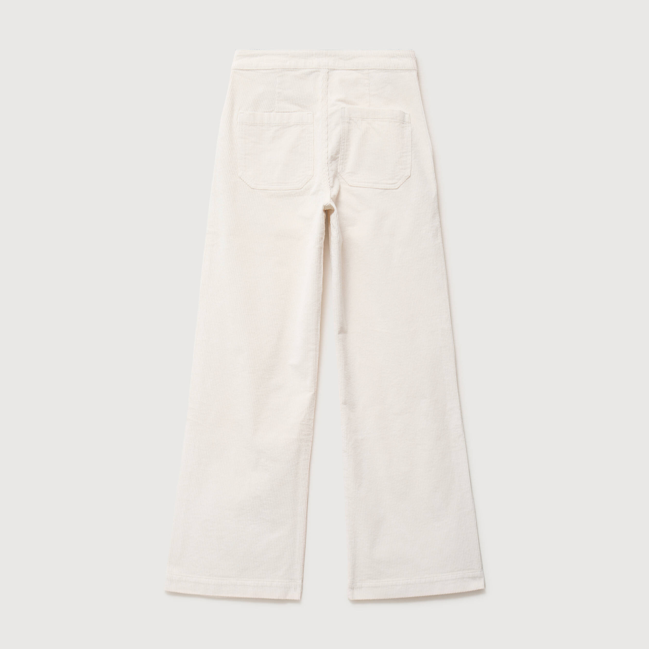 Pantalon large taille haute en velours ivoire femme