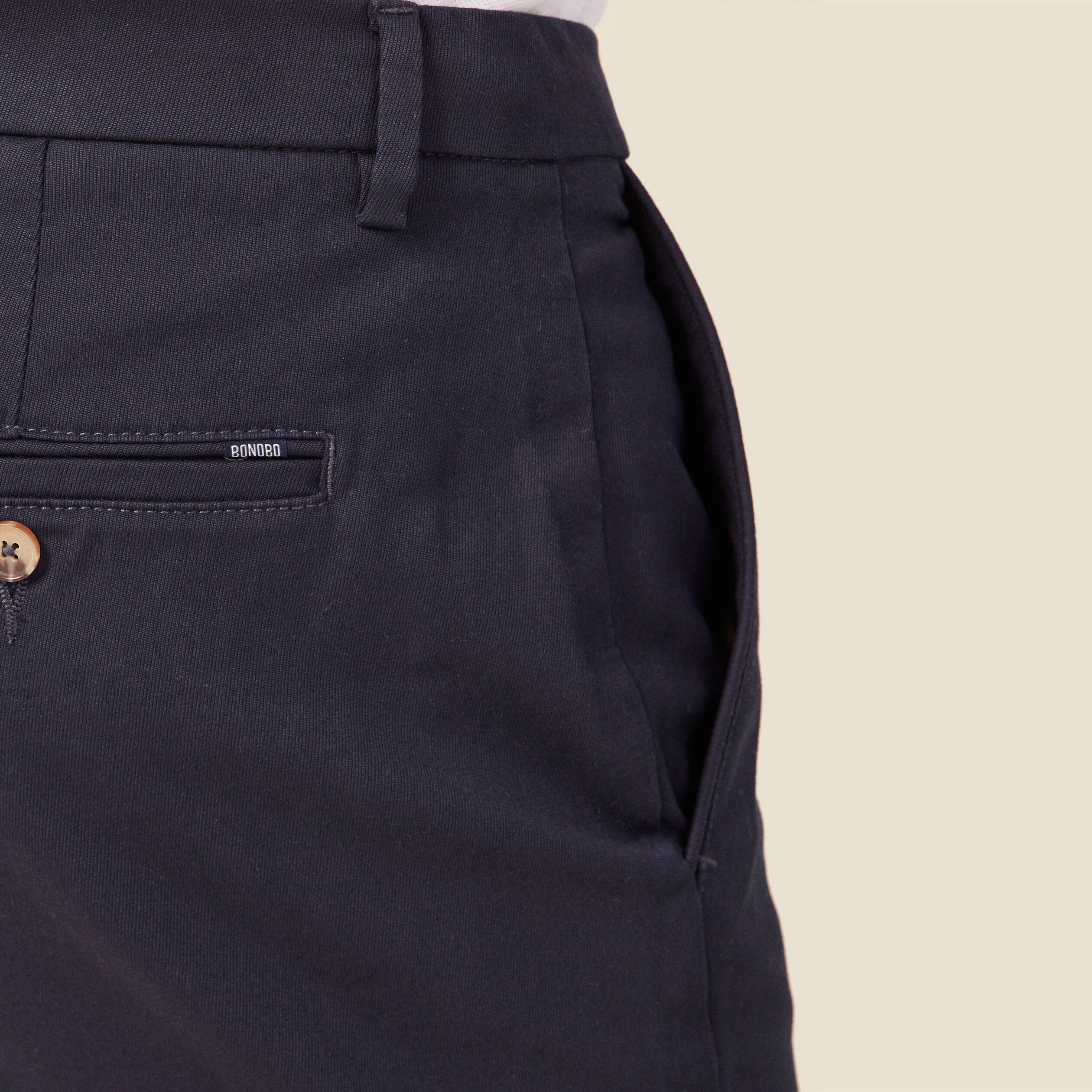 Pantalon chino 7/8ème bleu marine homme