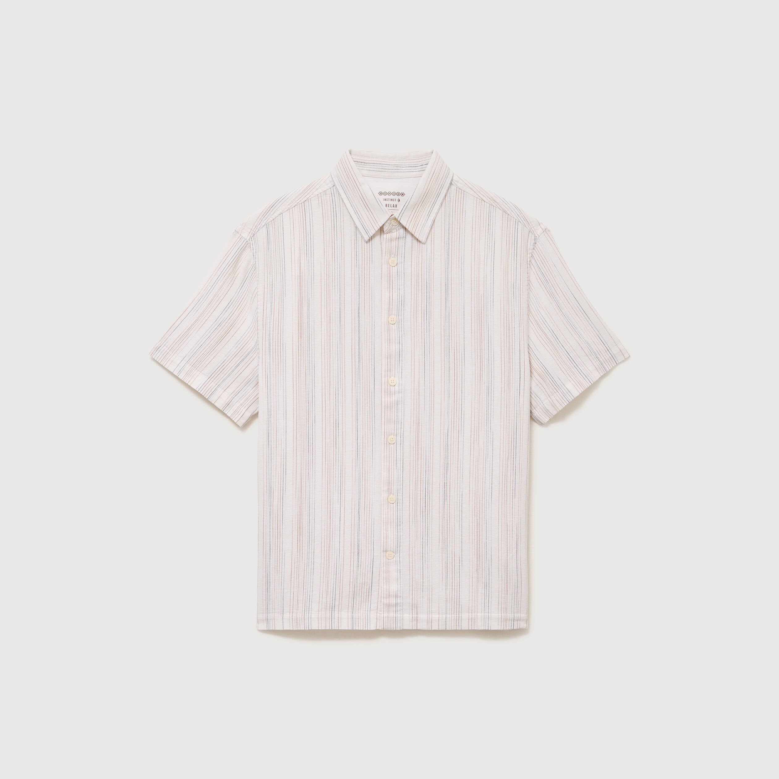 Col en maille coton manches courtes ecru homme