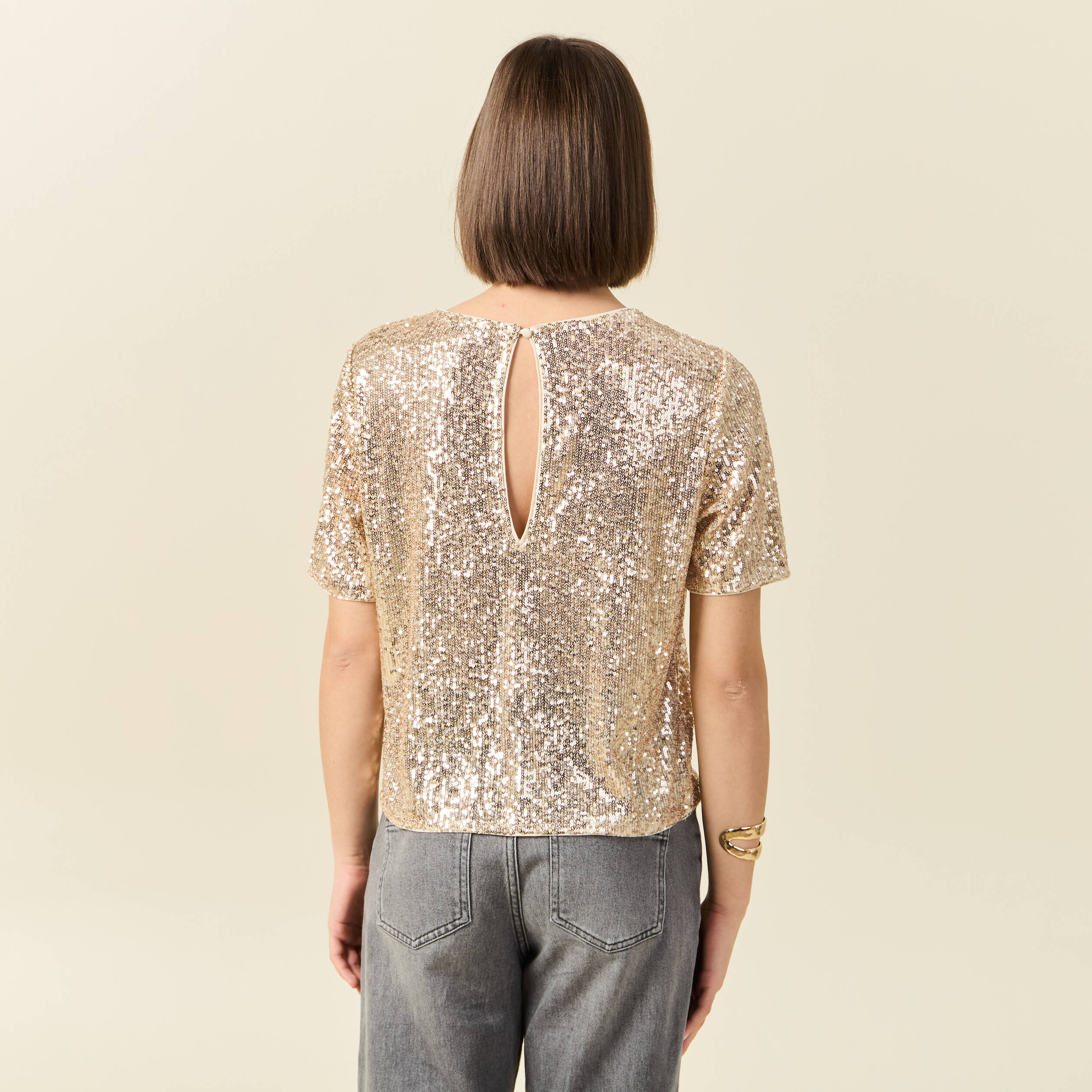 t shirt manches courtes creme femme T-shirt manches courtes creme femme