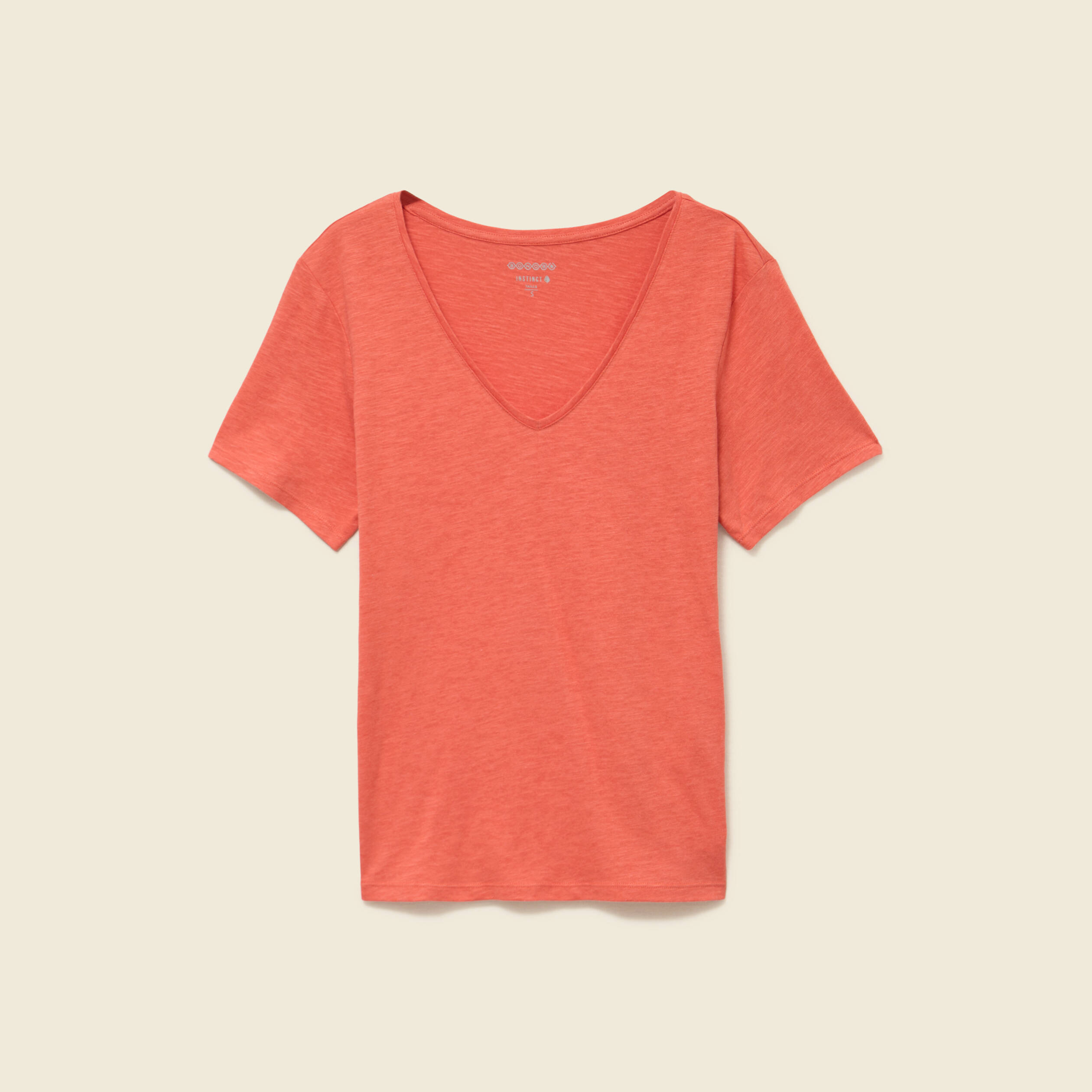 T-shirt manches courtes rouge fonc&eacute; femme