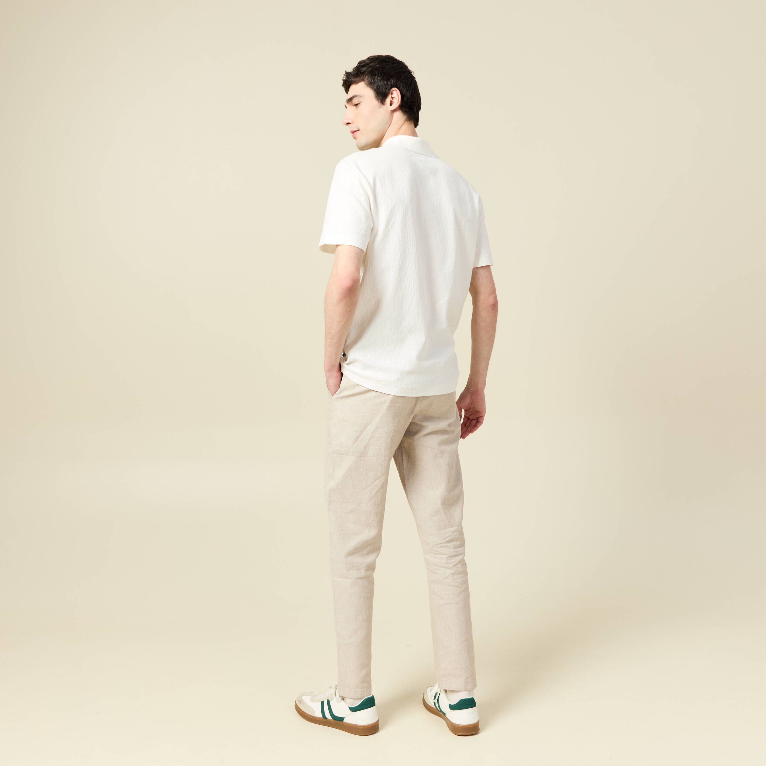 Polo manches courtes ecru homme