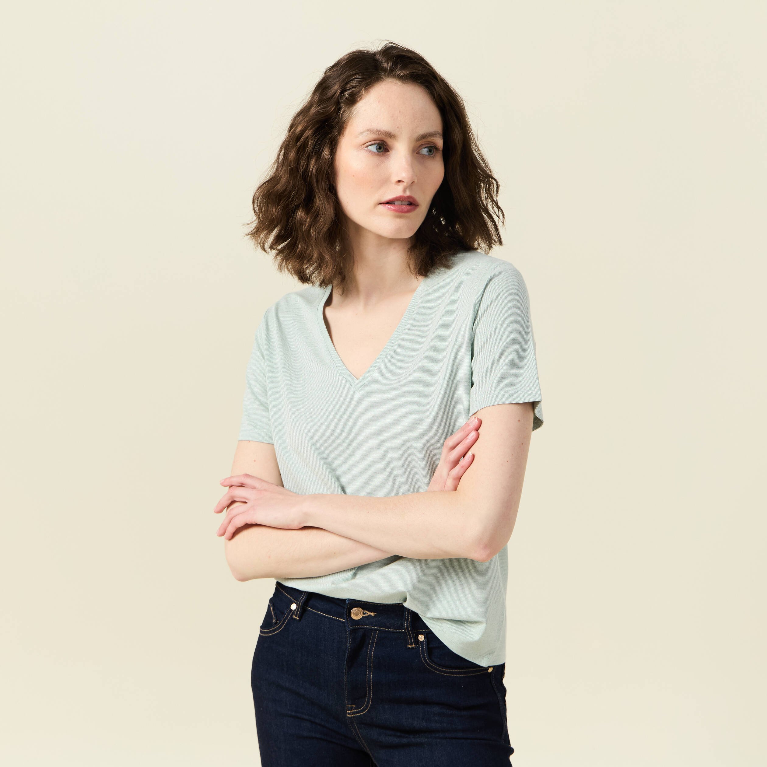 t shirt manches courtes vert clair femme T-shirt manches courtes vert clair femme