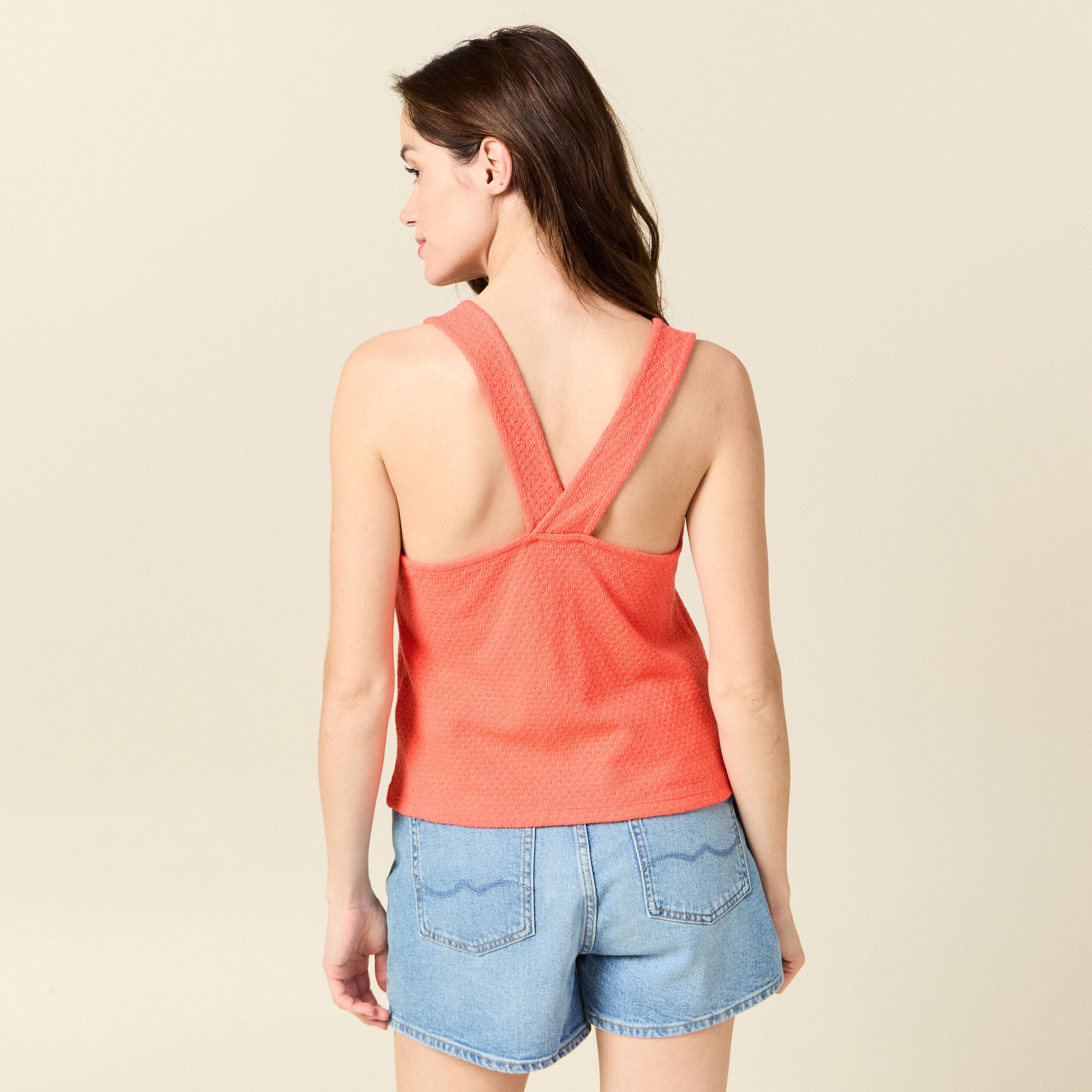 debardeur bretelles larges rouge corail femme Débardeur bretelles larges rouge corail femme