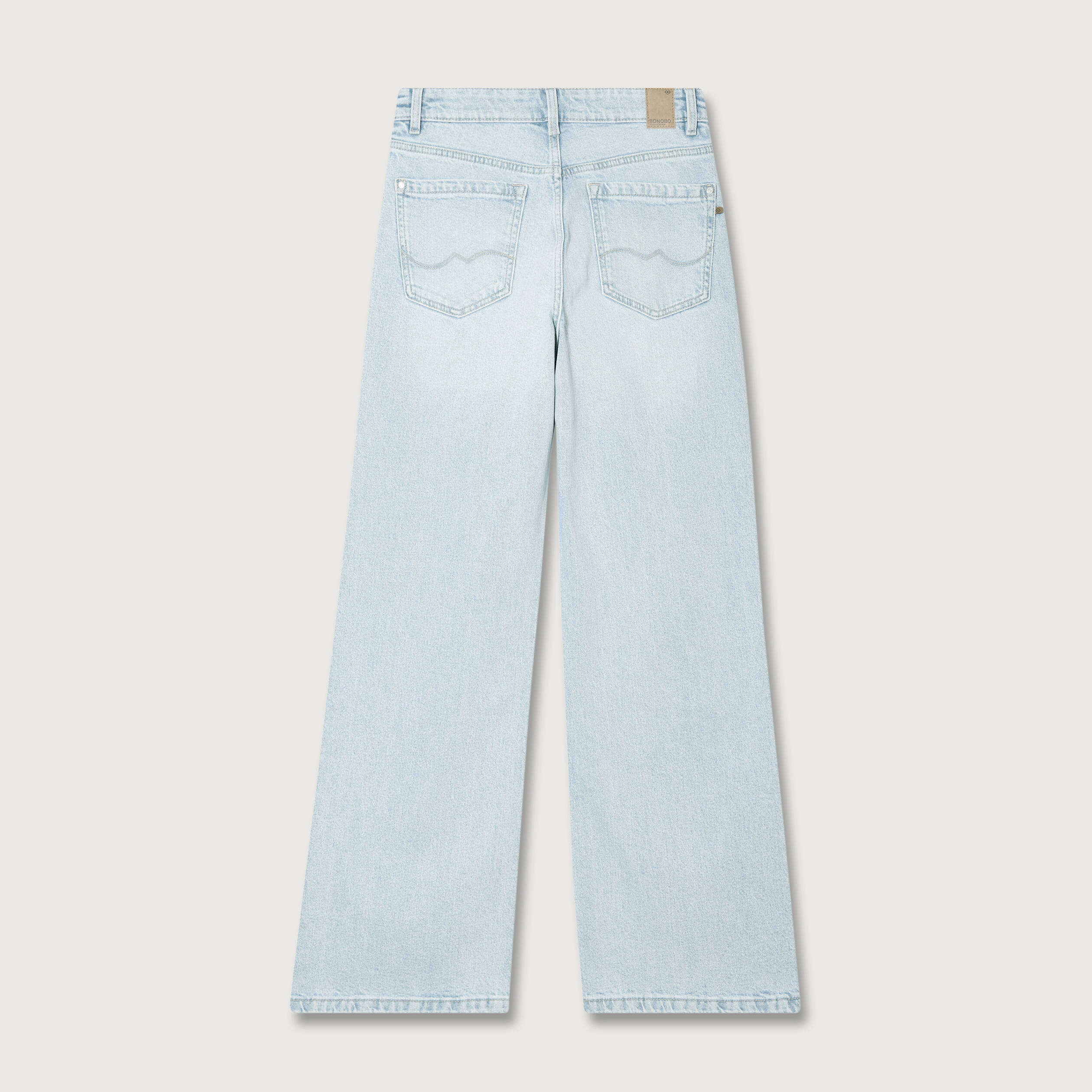 Jeans large taille haute denim bleach femme
