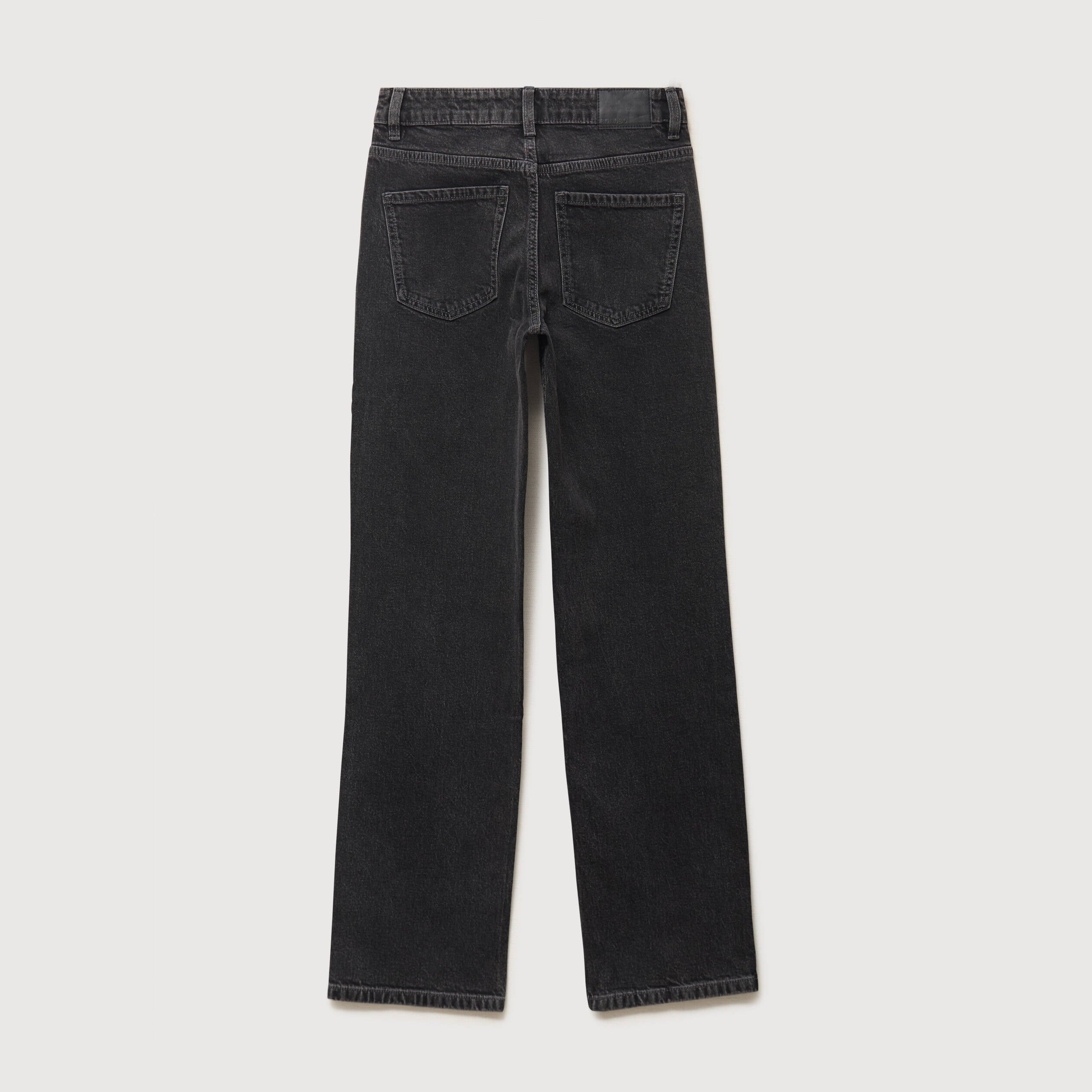 Jeans straight taille haute strass denim gris femme