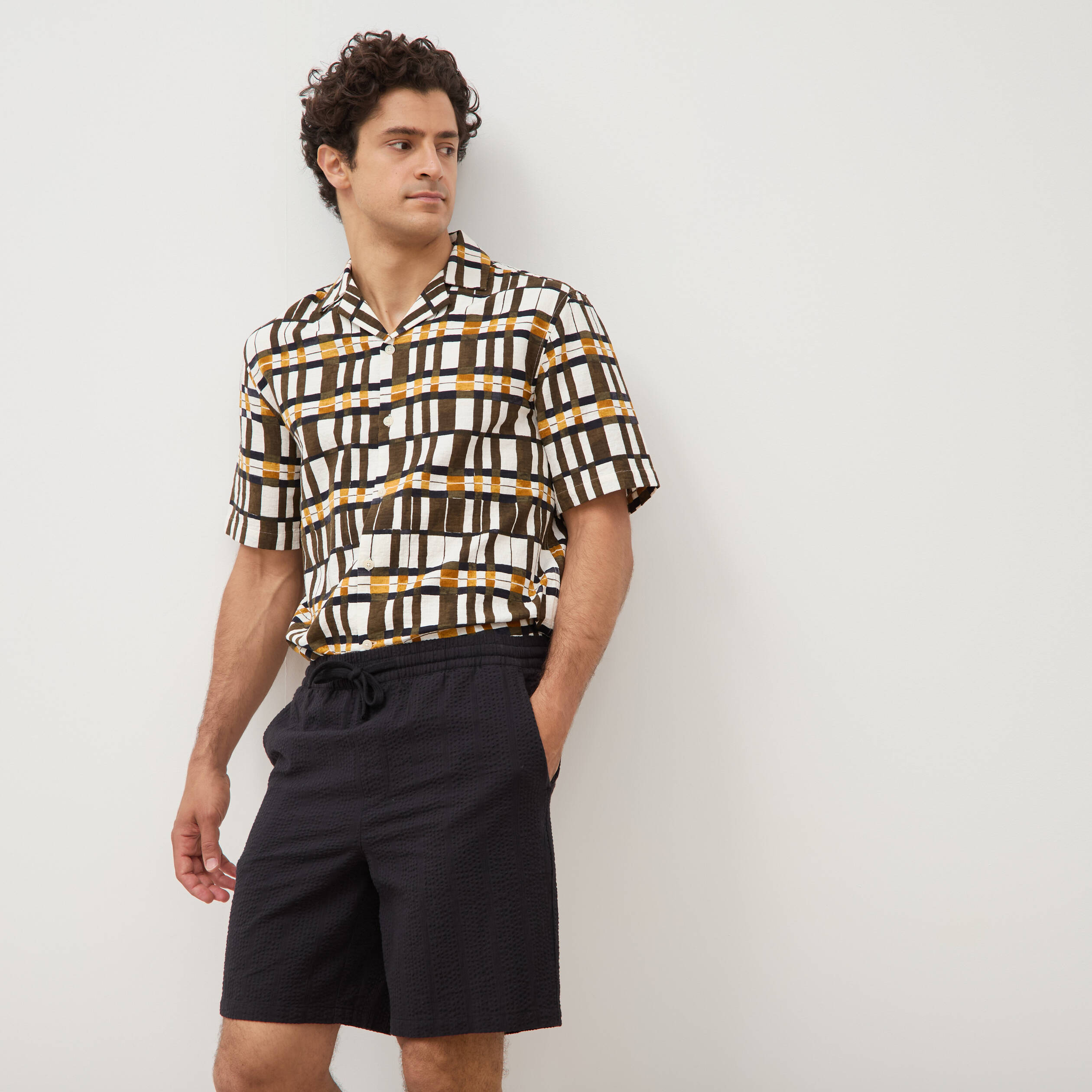 Short en coton noir homme