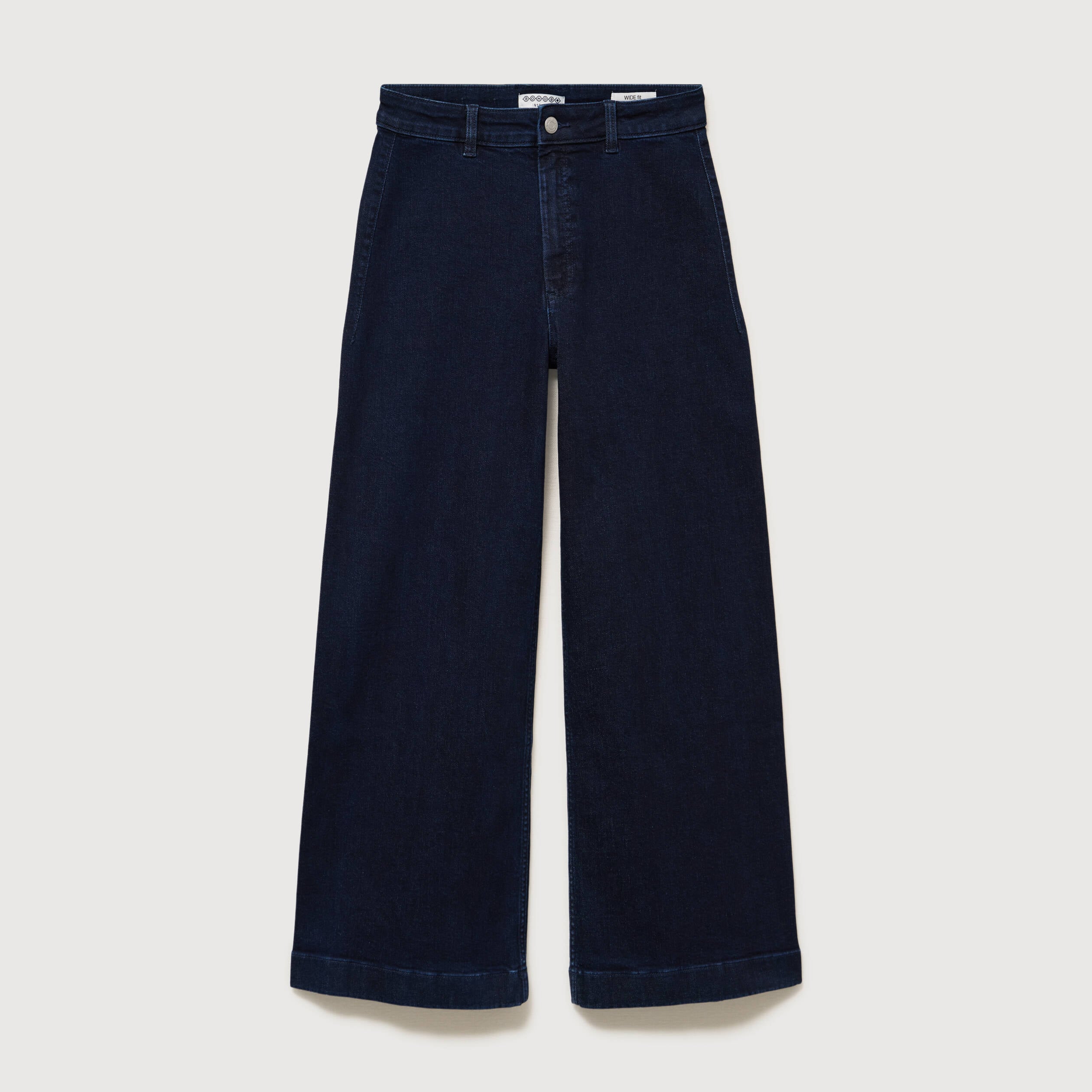 Jeans large taille haute denim brut rinse femme