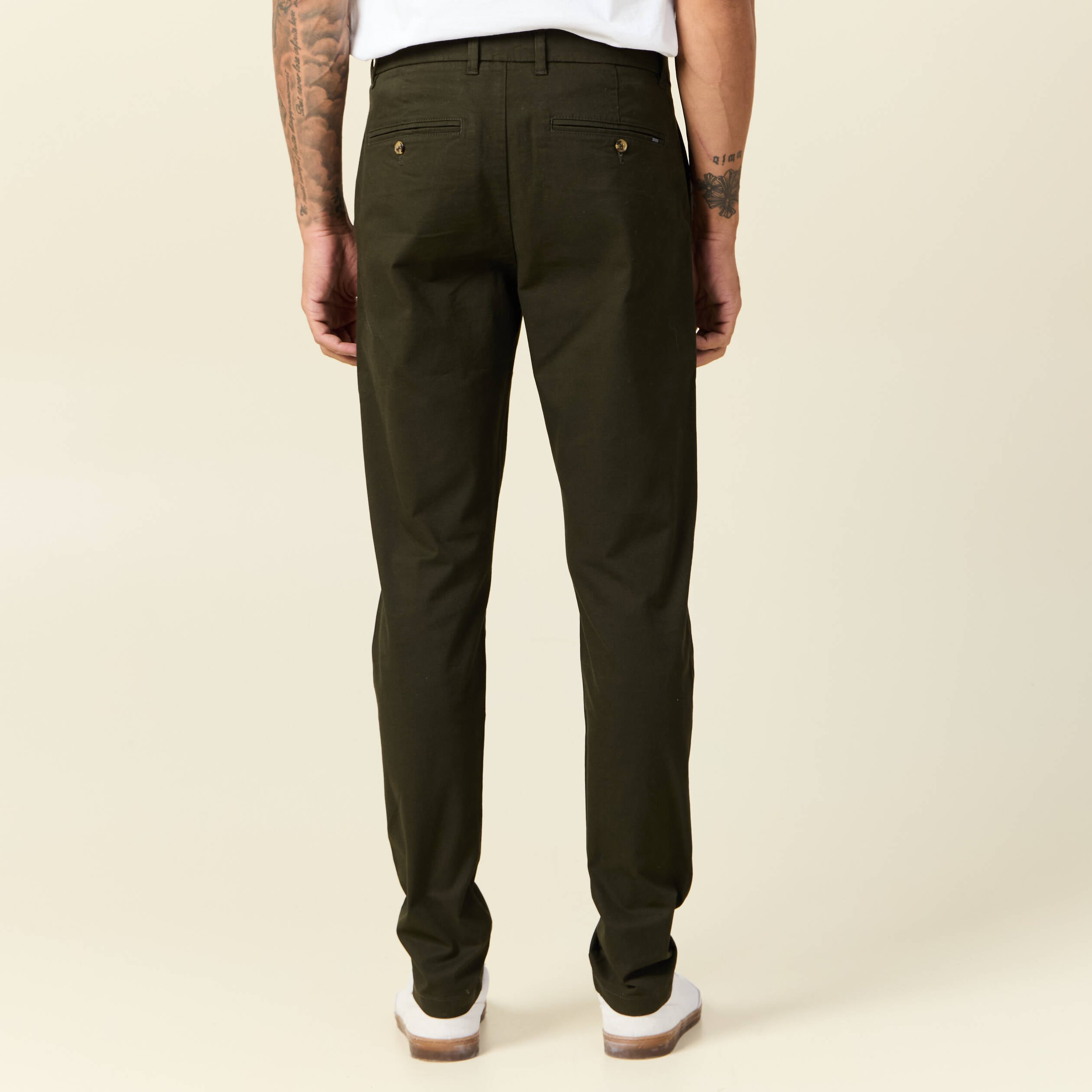 Pantalon chino longueur 32 vert kaki homme