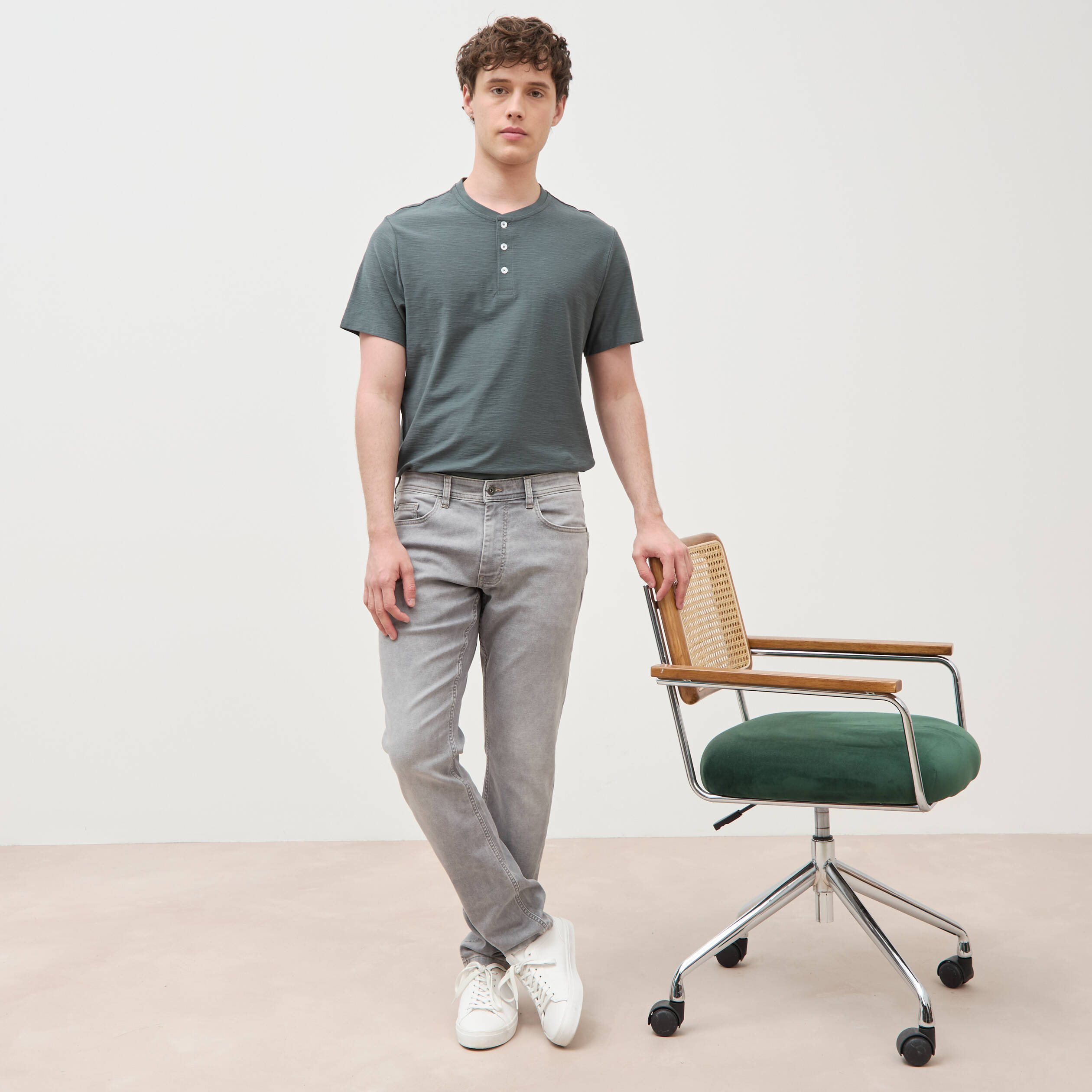 Jeans slim longueur 32 denim gris homme