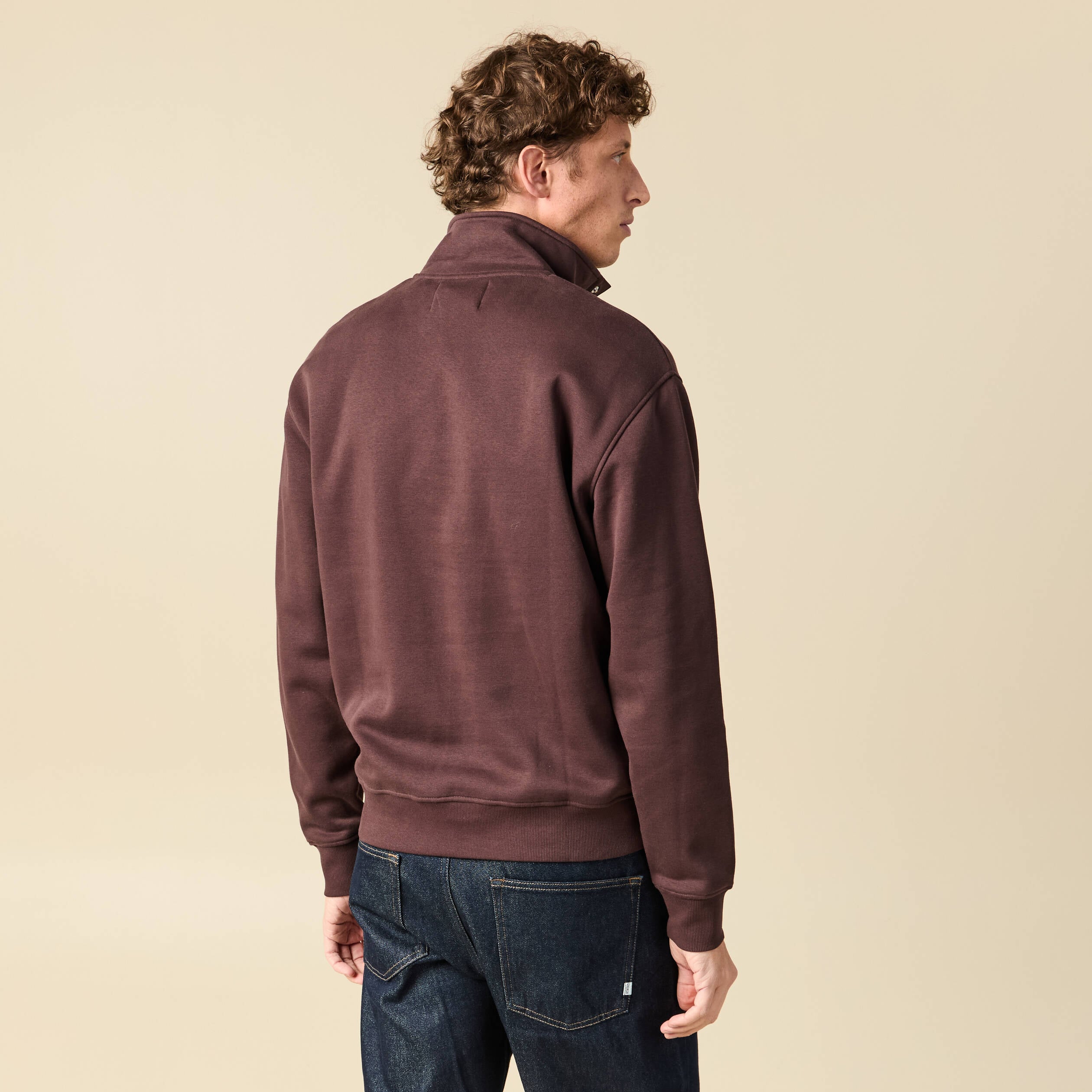Sweat manches longues marron fonc&eacute; homme