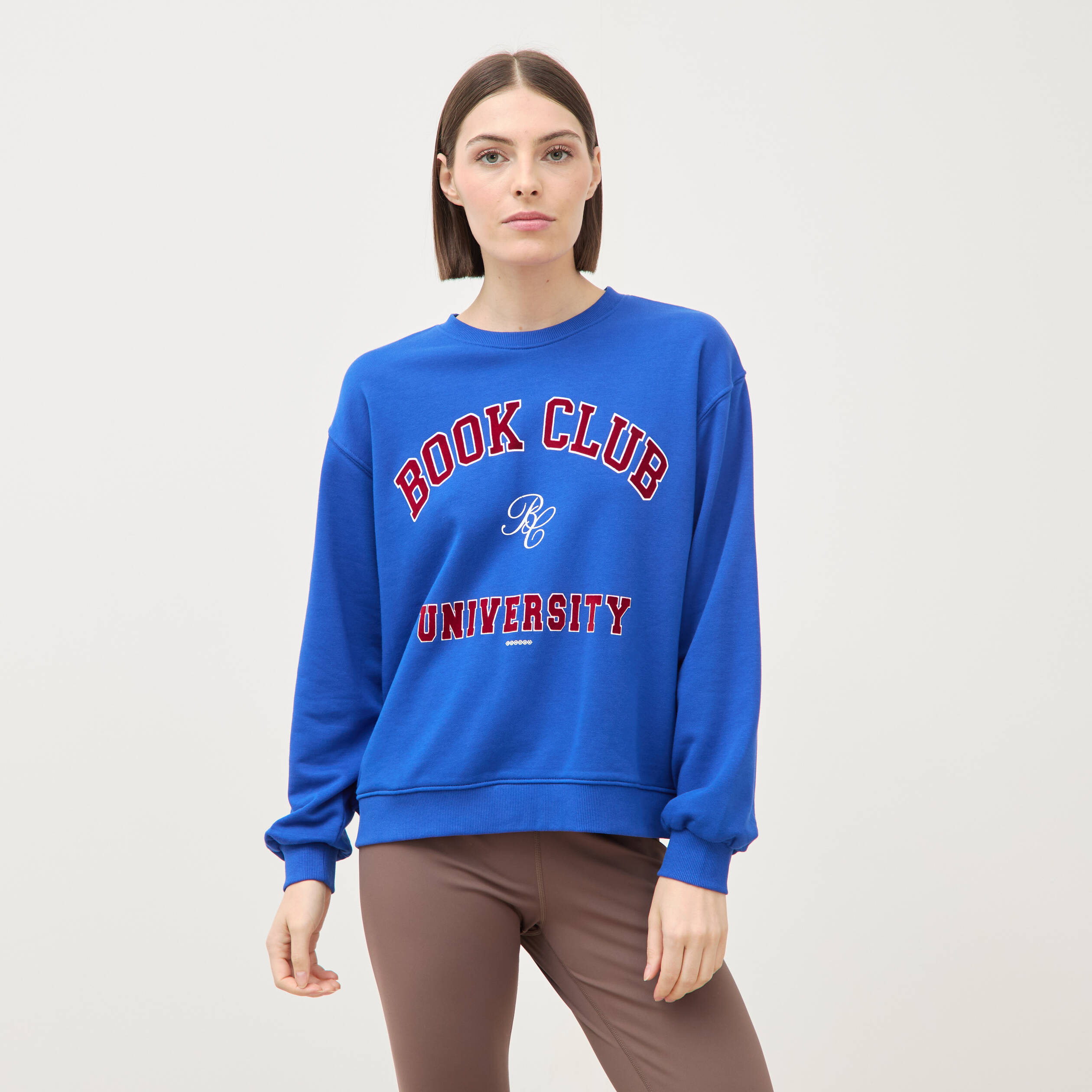 Sweat droit manches longues bleu electrique femme